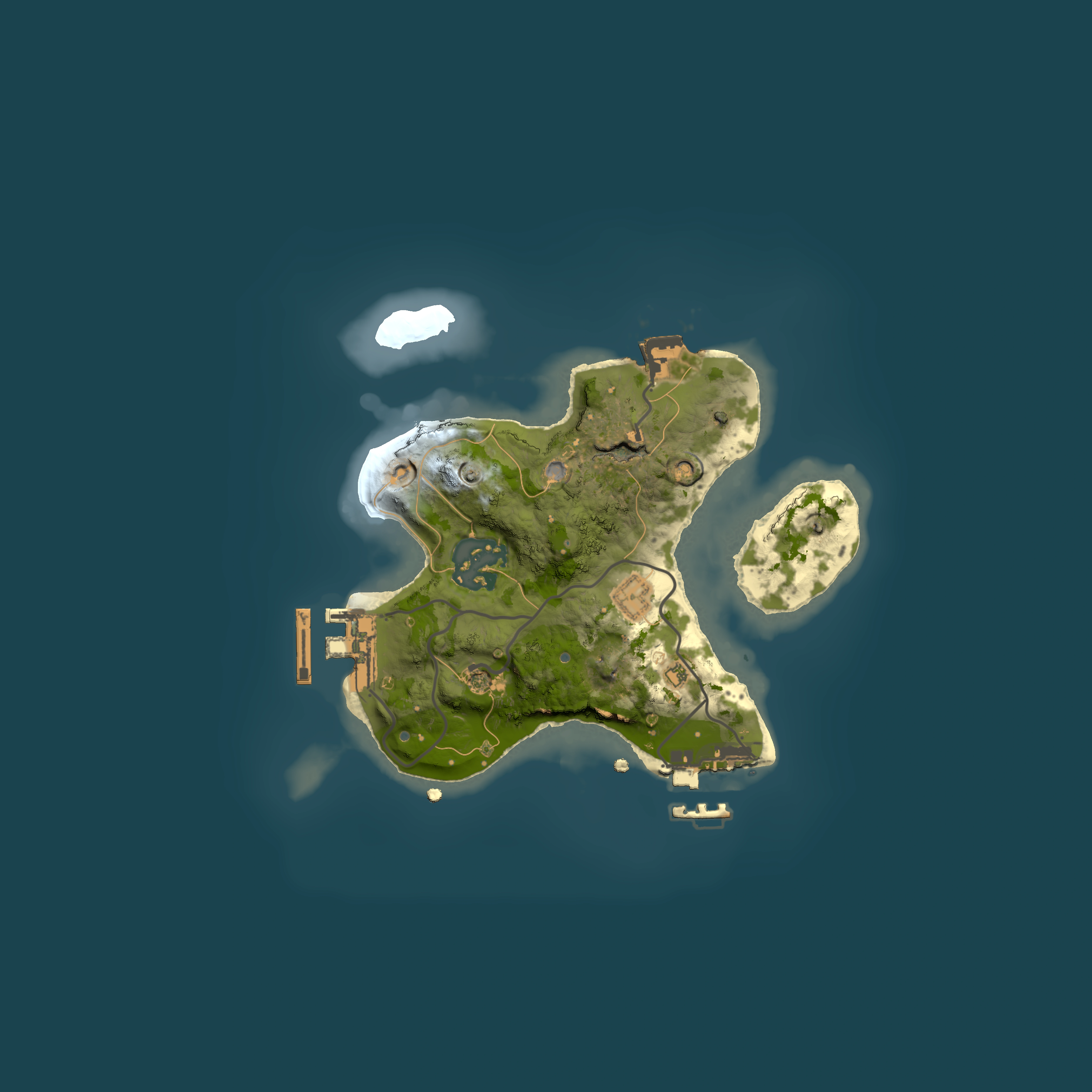 Full top-down render of Rust map seed 198308236, 2000x2000m