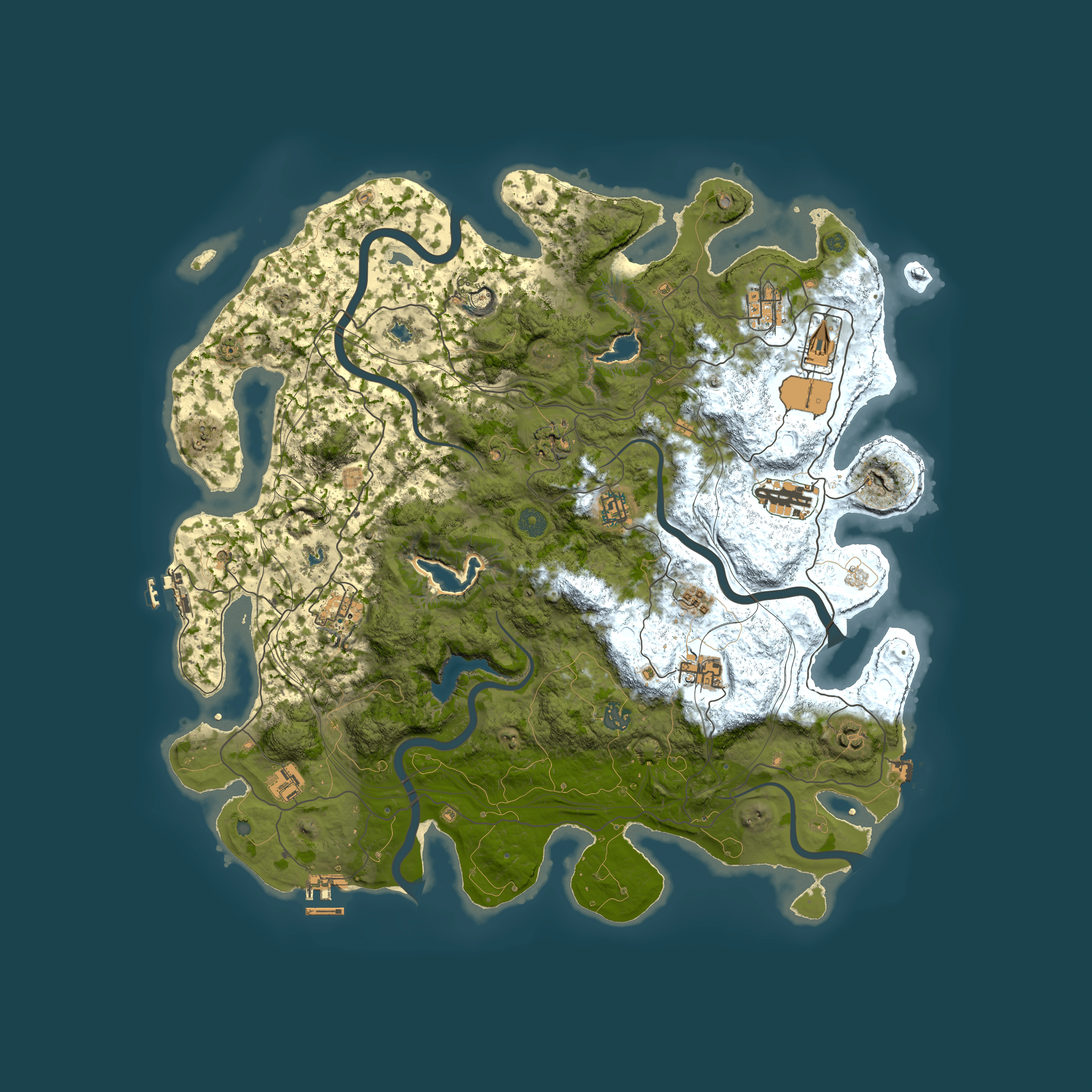 Full top-down render of Rust map seed 1986236711, 4500x4500m