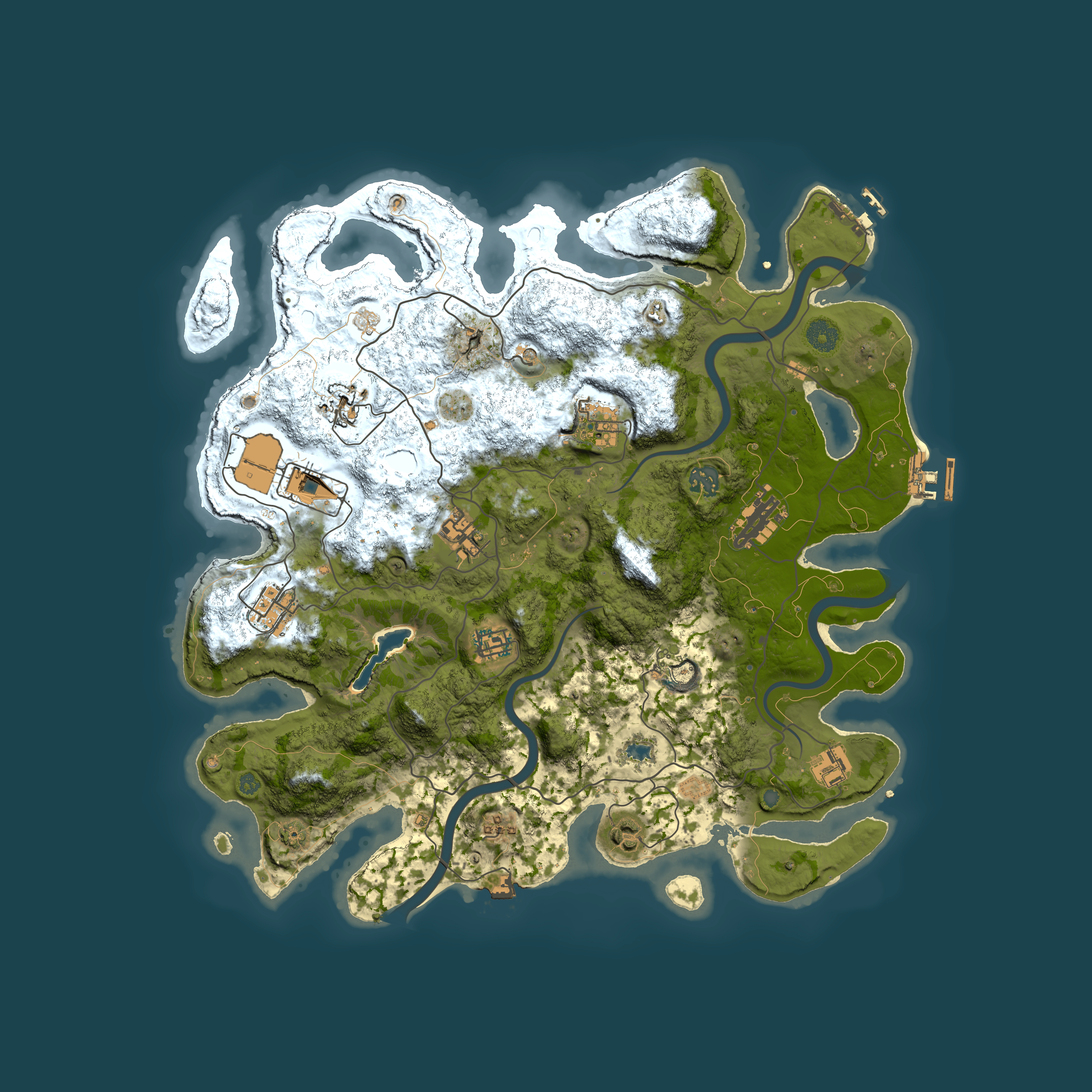 Full top-down render of Rust map seed 16847845, 4000x4000m