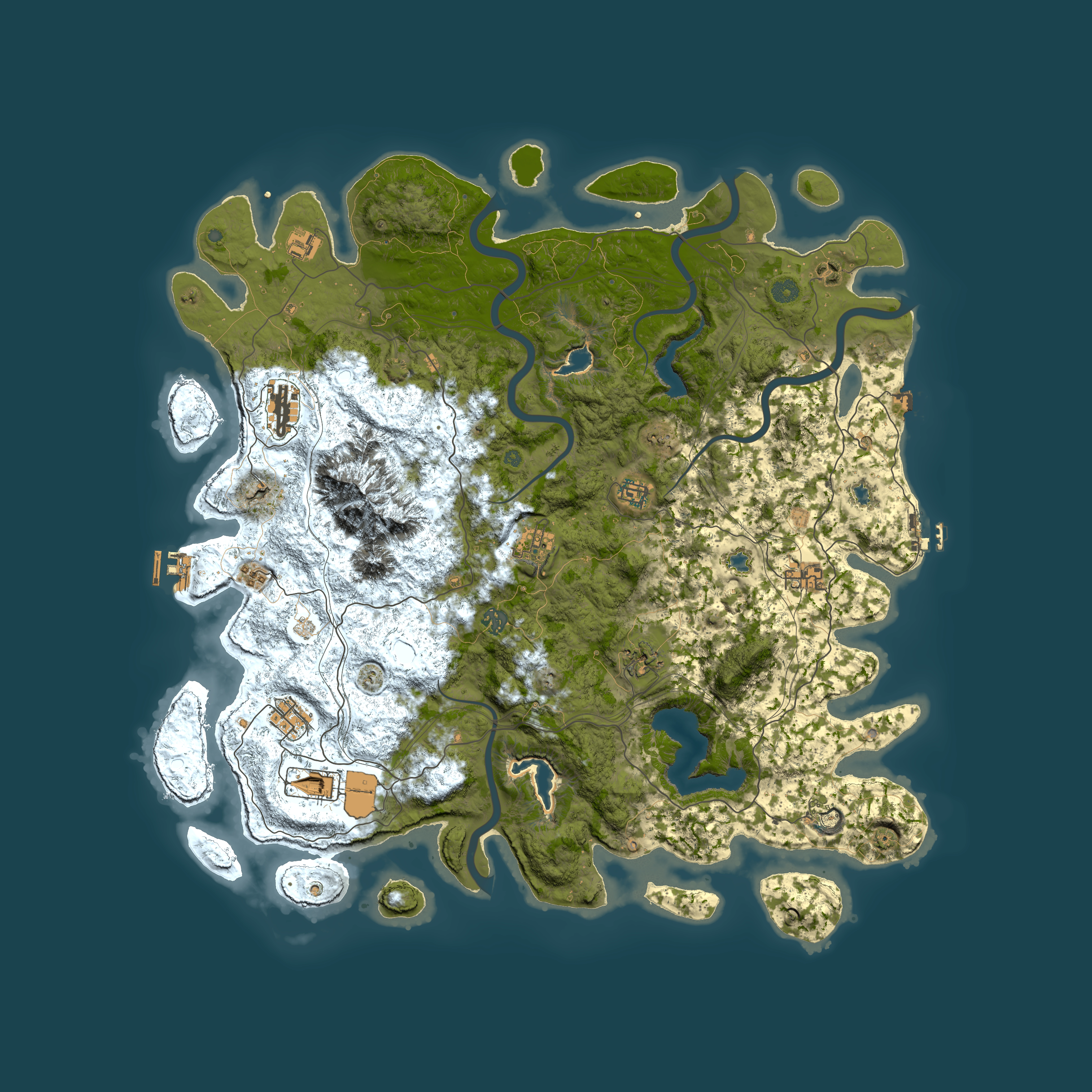 Full top-down render of Rust map seed 92192299, 5000x5000m