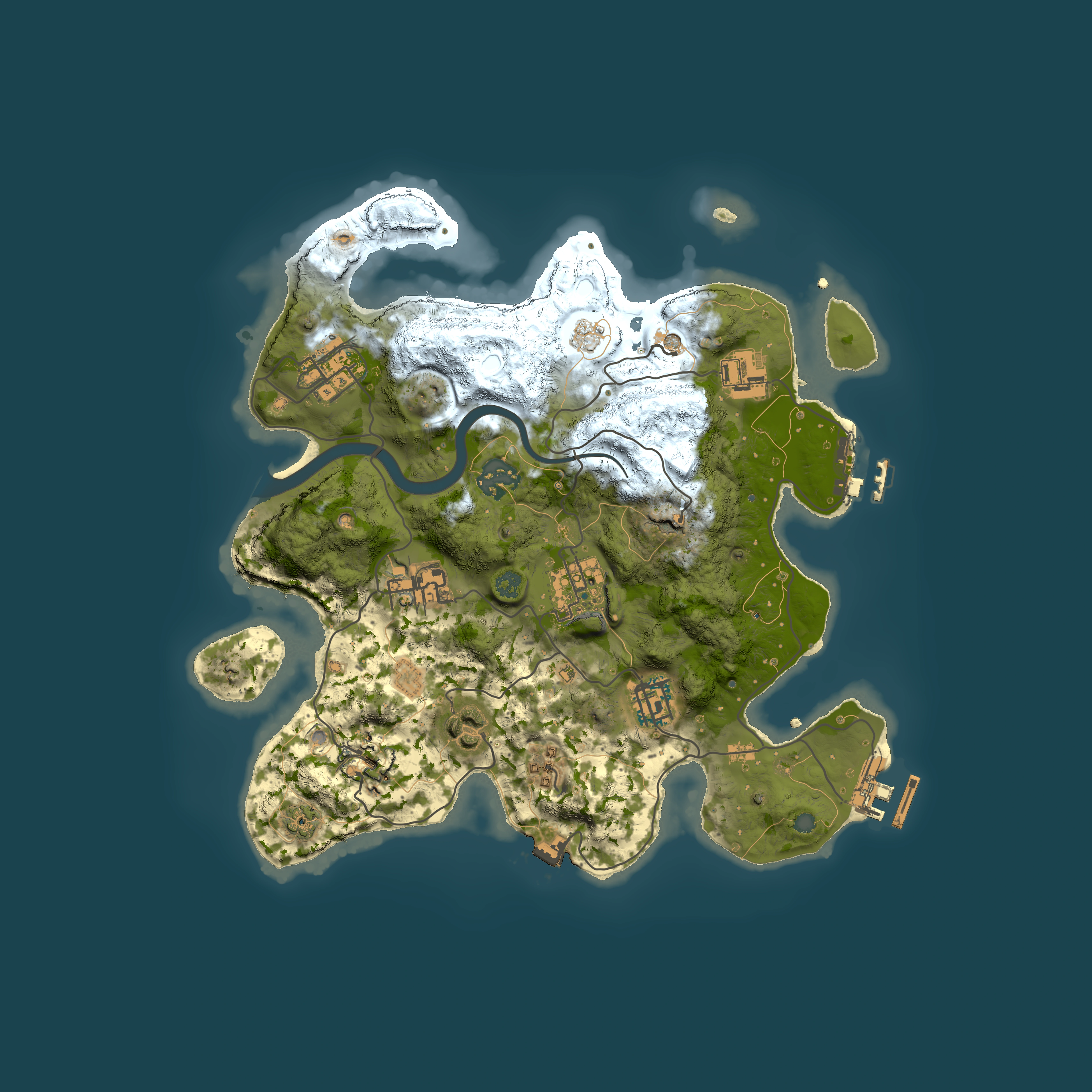 Full top-down render of Rust map seed 1588188280, 3000x3000m