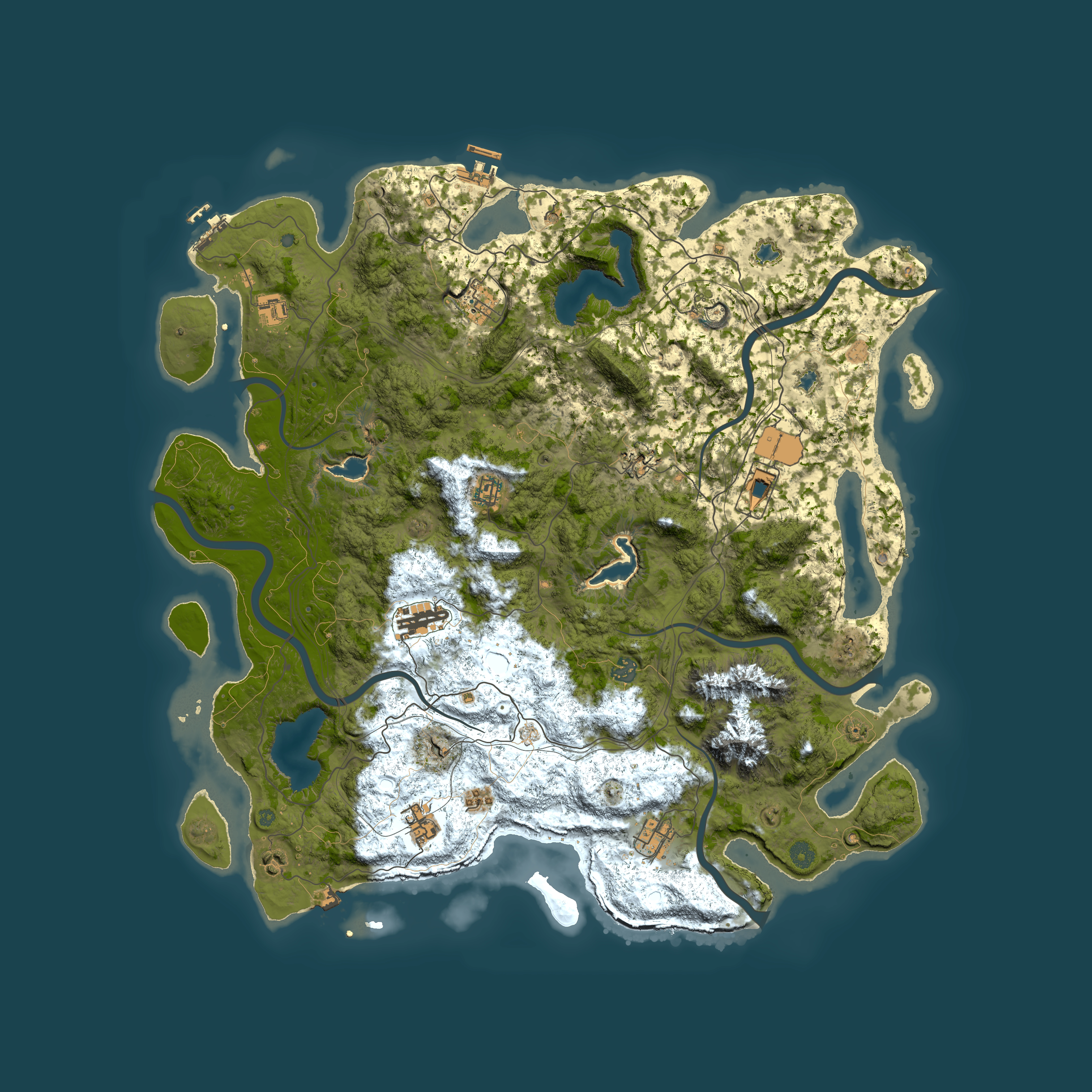 Full top-down render of Rust map seed 540216256, 5000x5000m