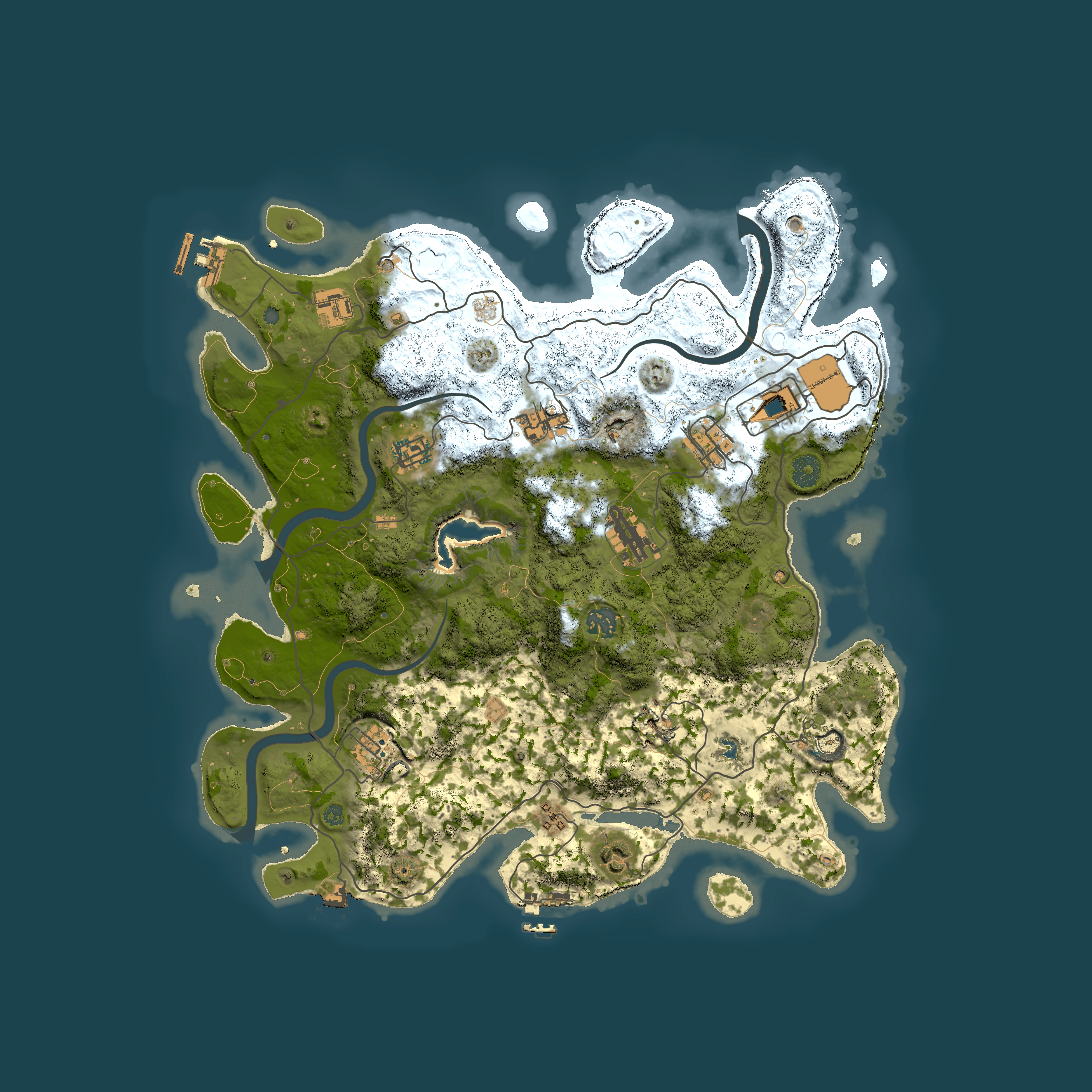 Full top-down render of Rust map seed 173051559, 4000x4000m