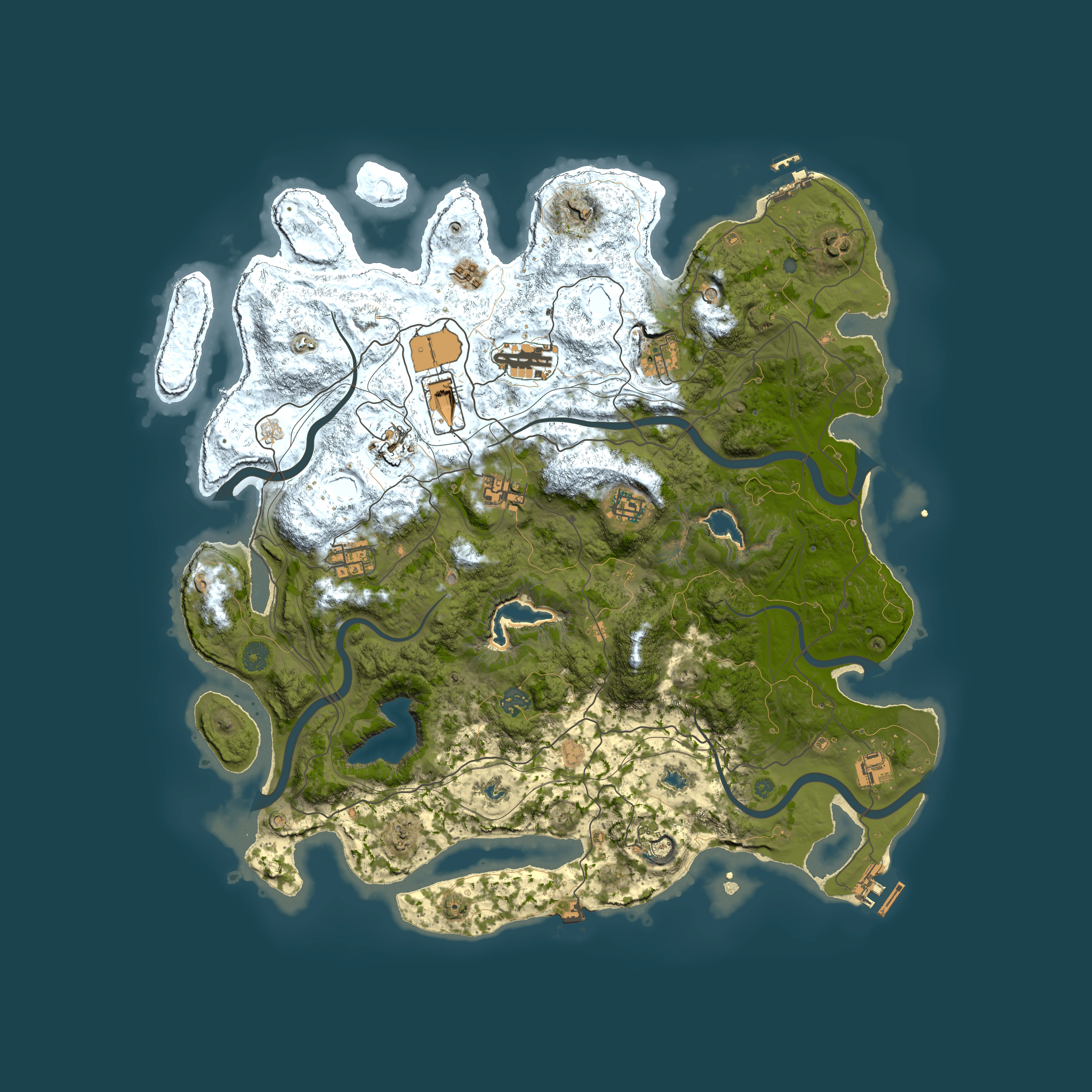 Full top-down render of Rust map seed 988642494, 4500x4500m
