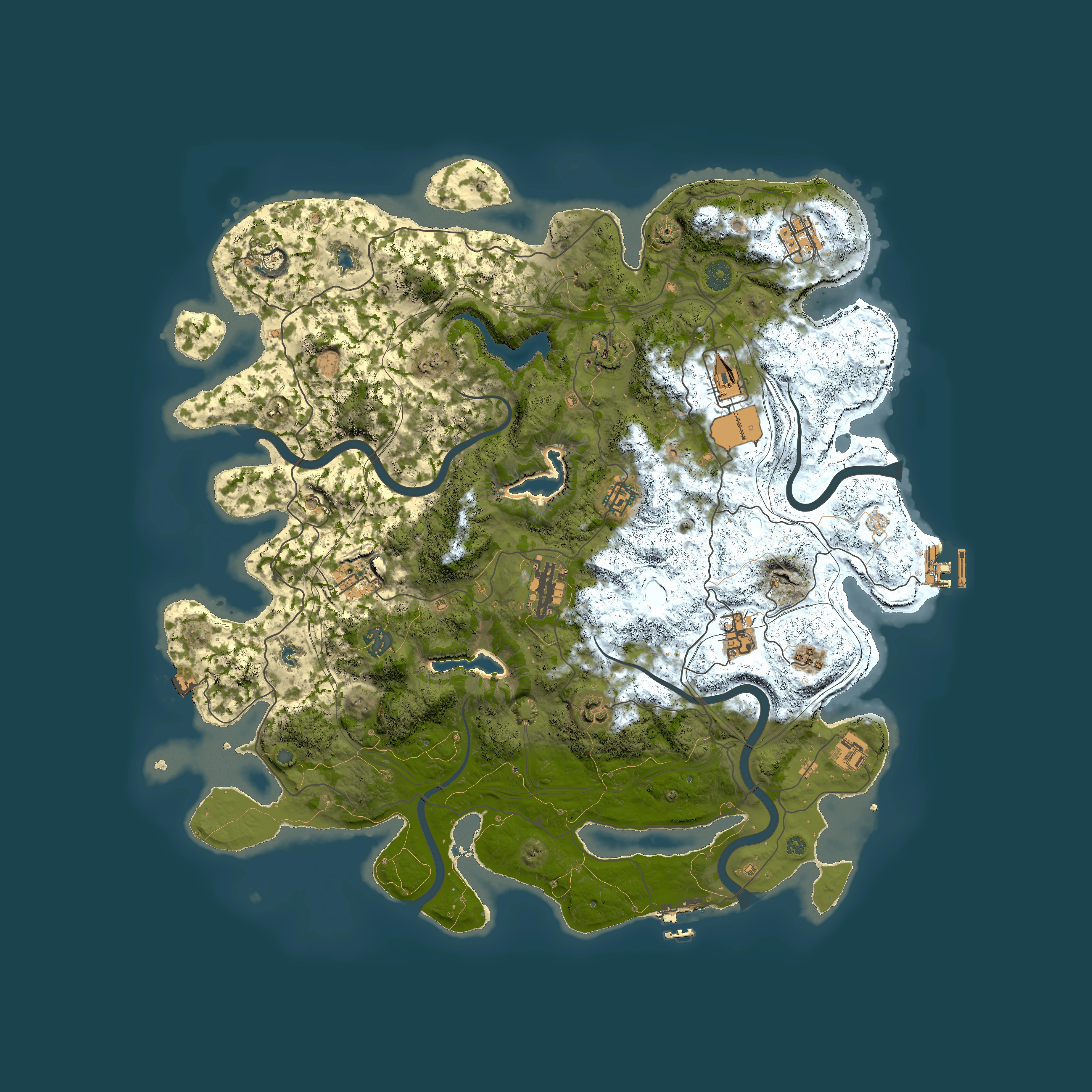 Full top-down render of Rust map seed 239555873, 4500x4500m