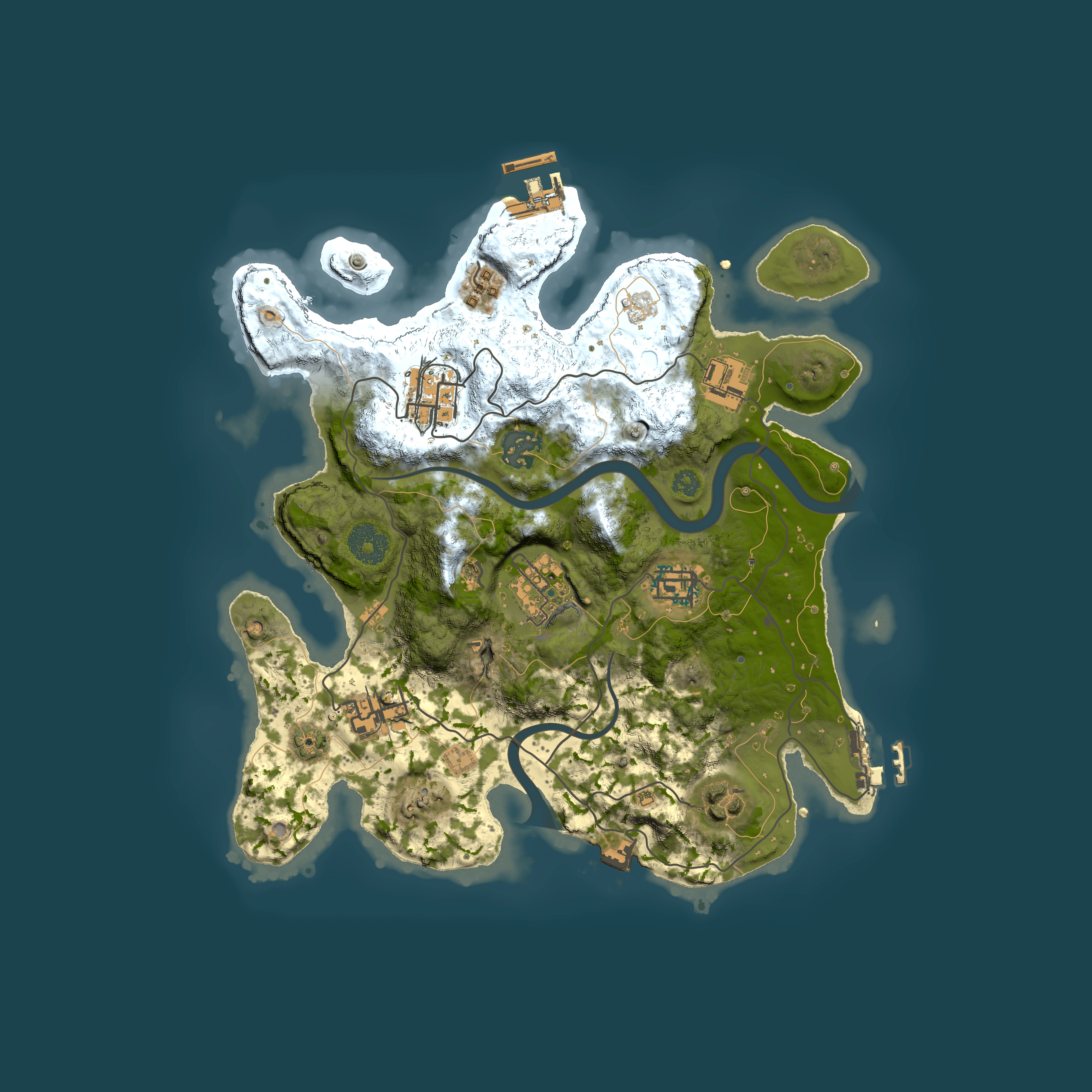 Full top-down render of Rust map seed 1356477130, 3000x3000m