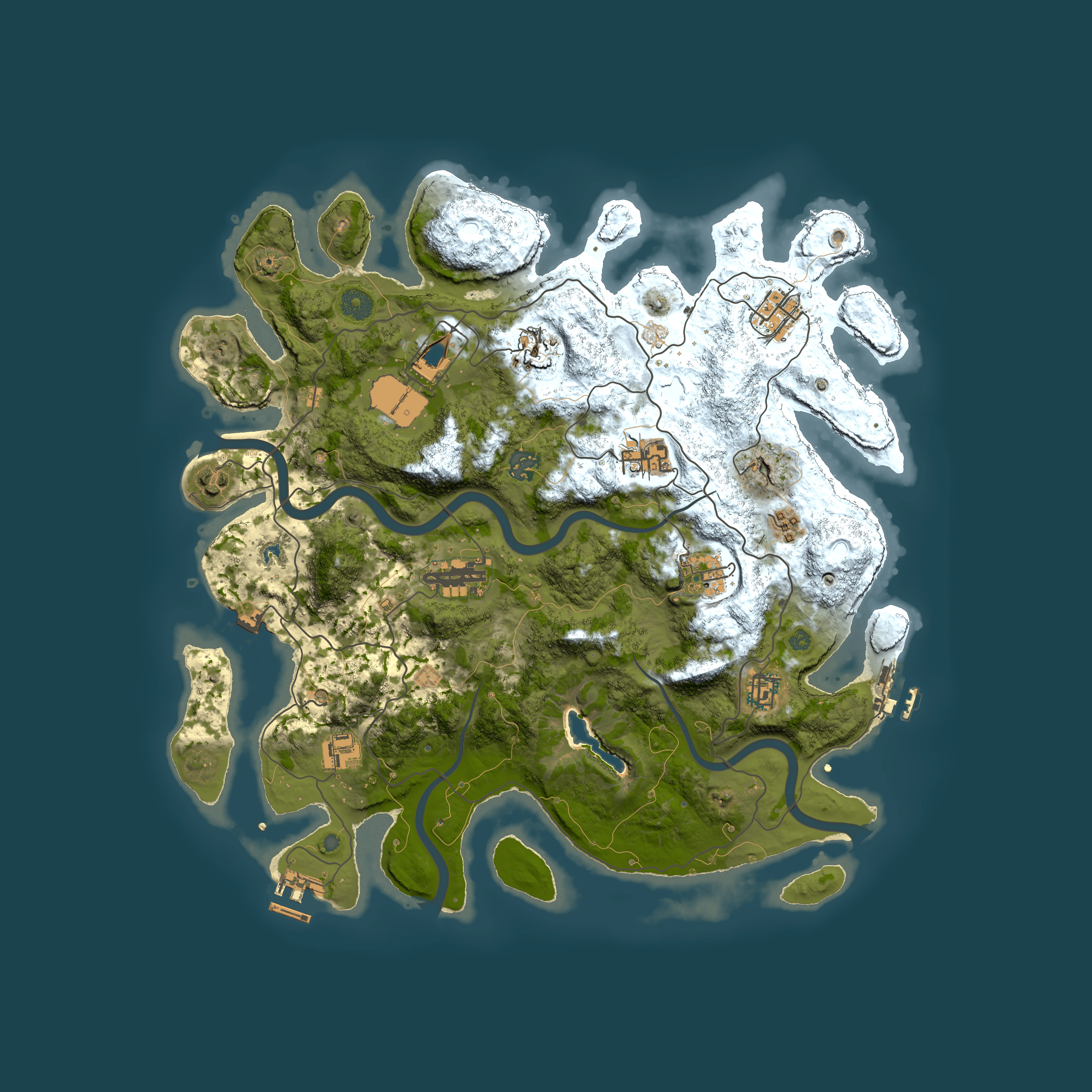 Full top-down render of Rust map seed 1649265393, 4000x4000m