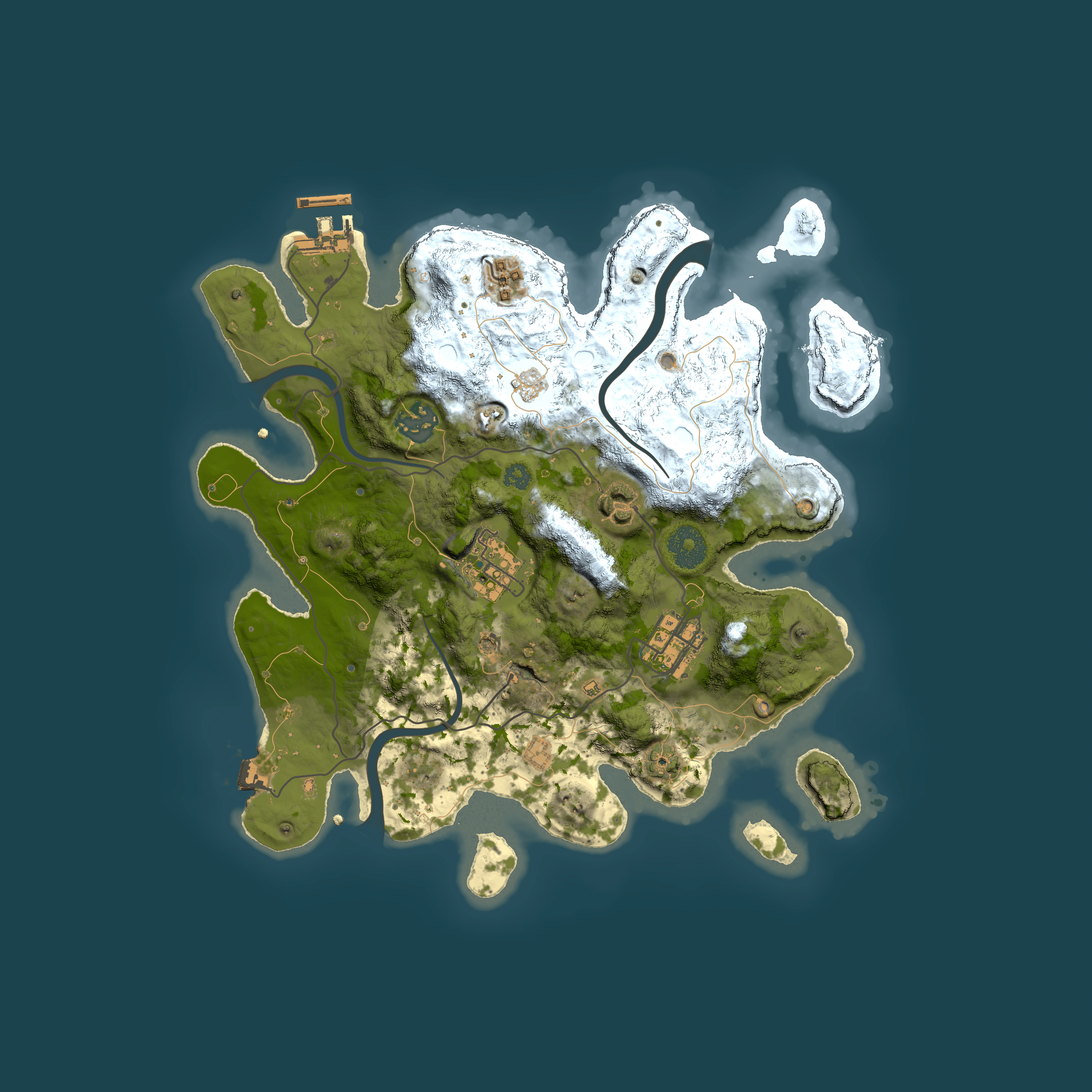 Full top-down render of Rust map seed 808245067, 3000x3000m