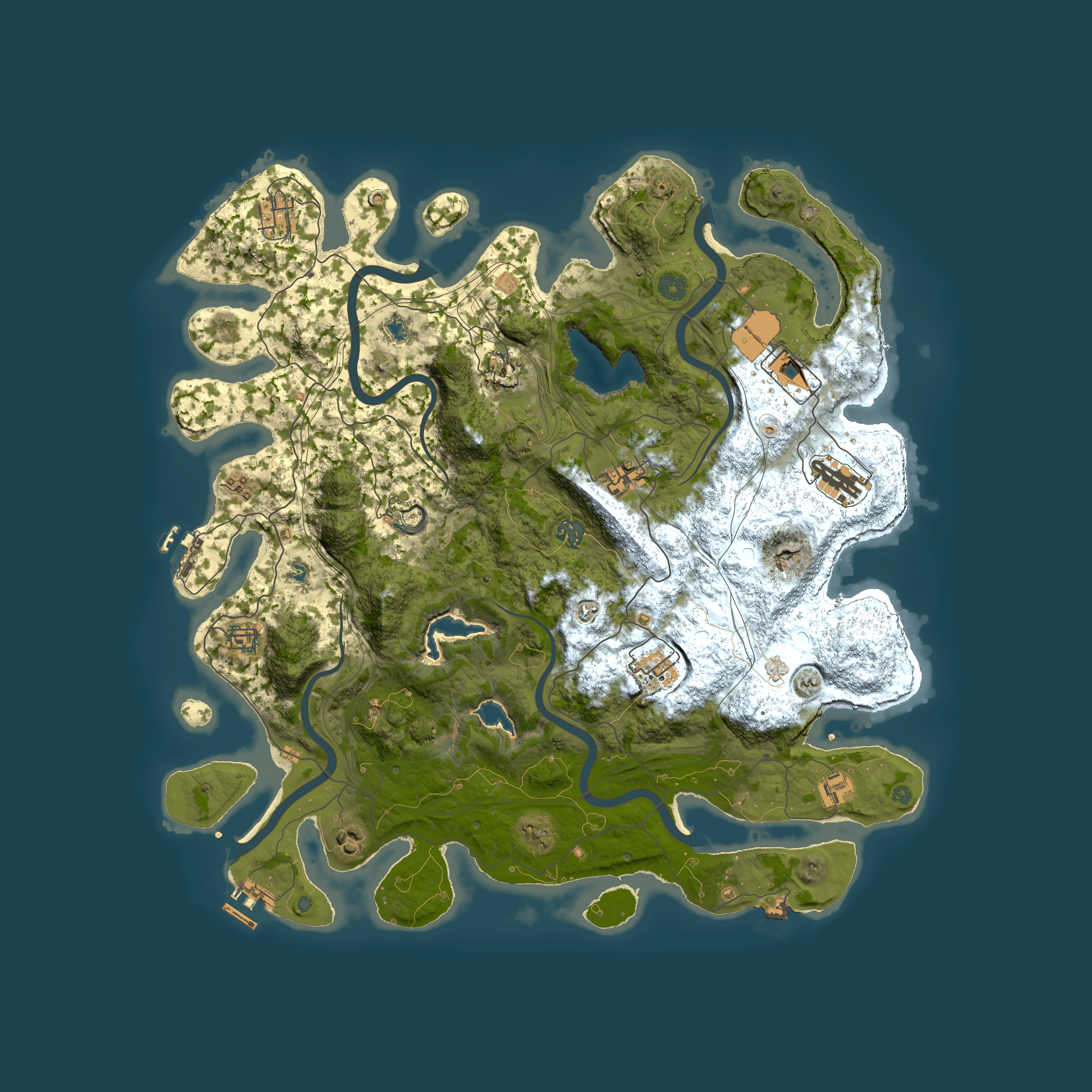 Full top-down render of Rust map seed 733155416, 4500x4500m