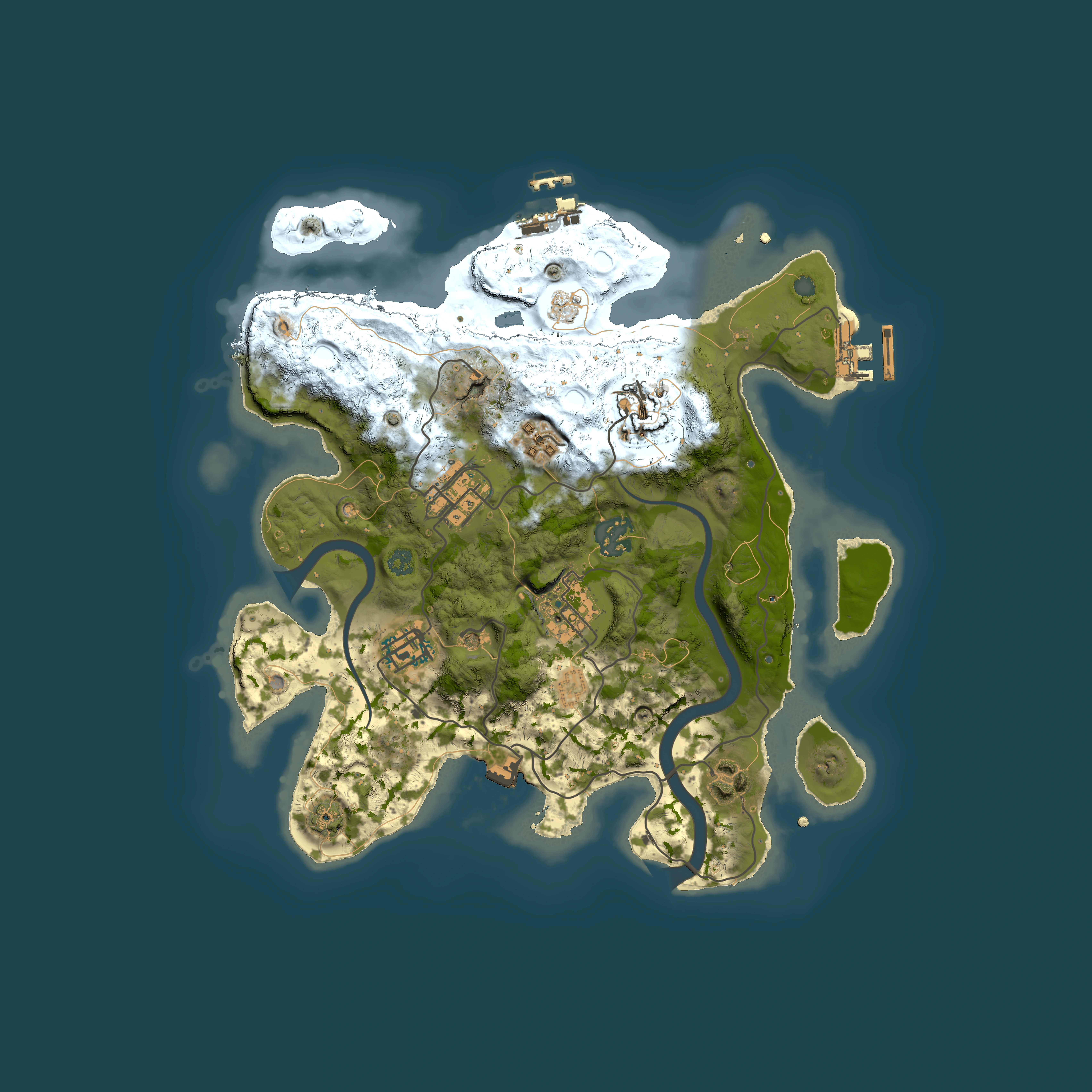 Full top-down render of Rust map seed 2146852642, 3000x3000m