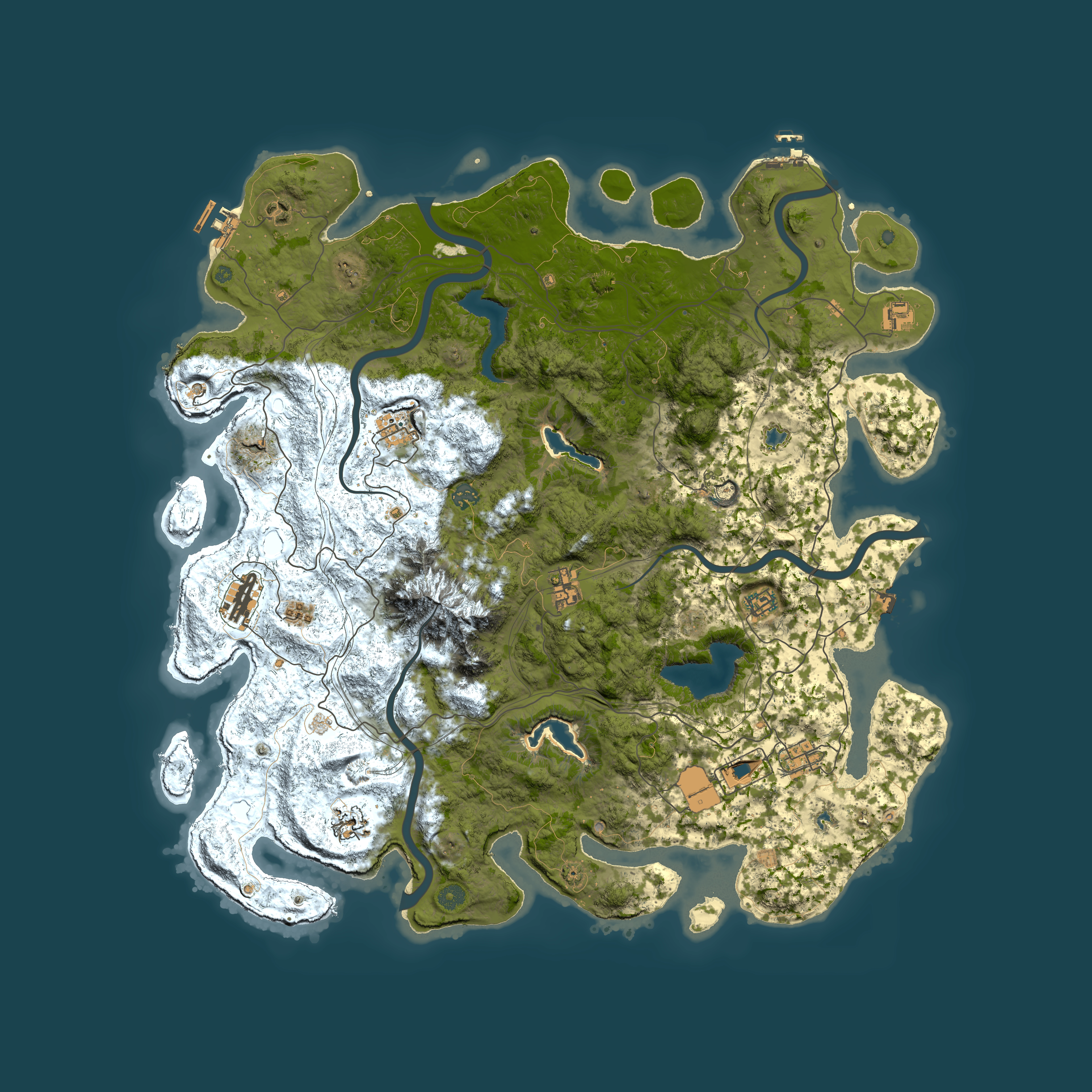 Full top-down render of Rust map seed 442694957, 5000x5000m