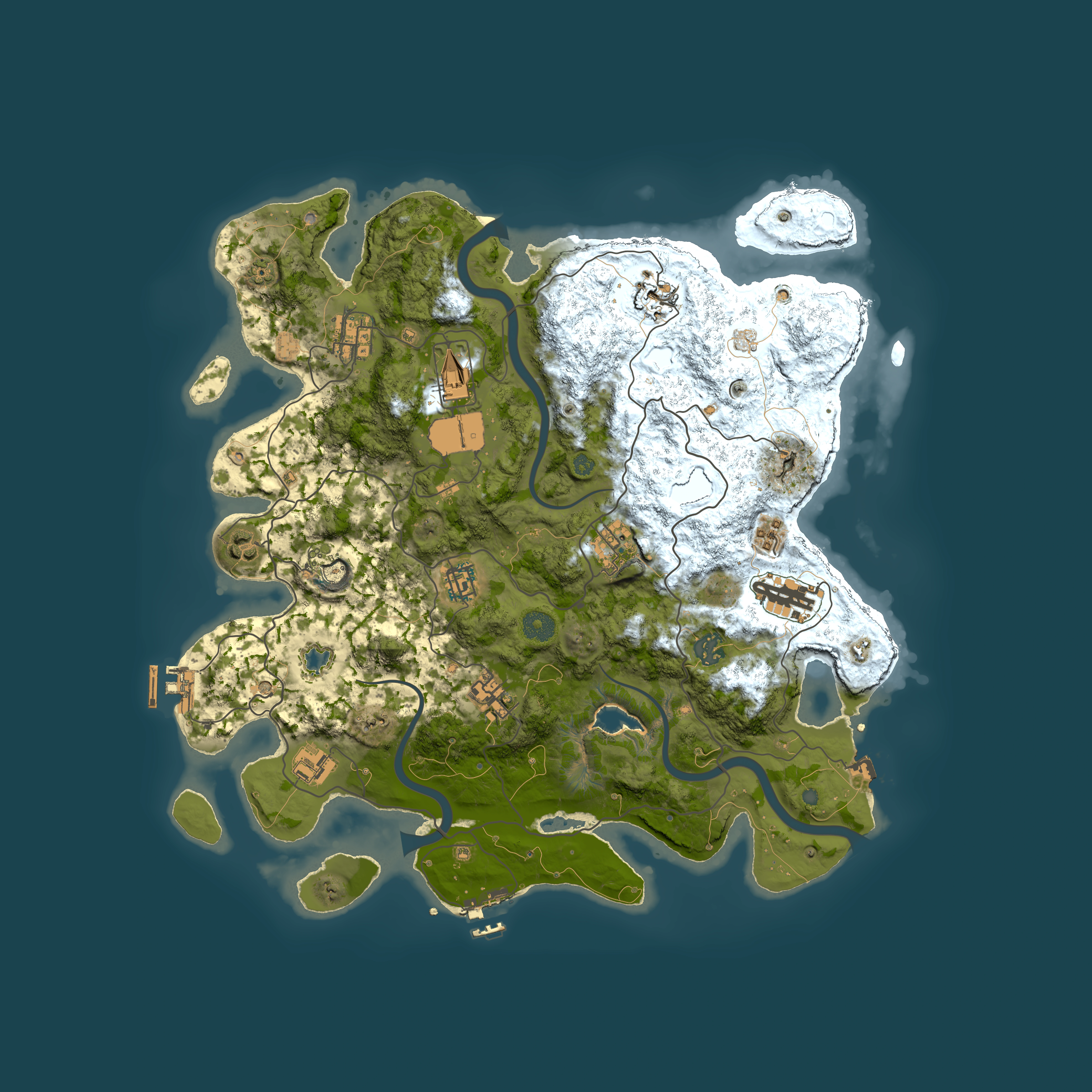Full top-down render of Rust map seed 1111056452, 4000x4000m