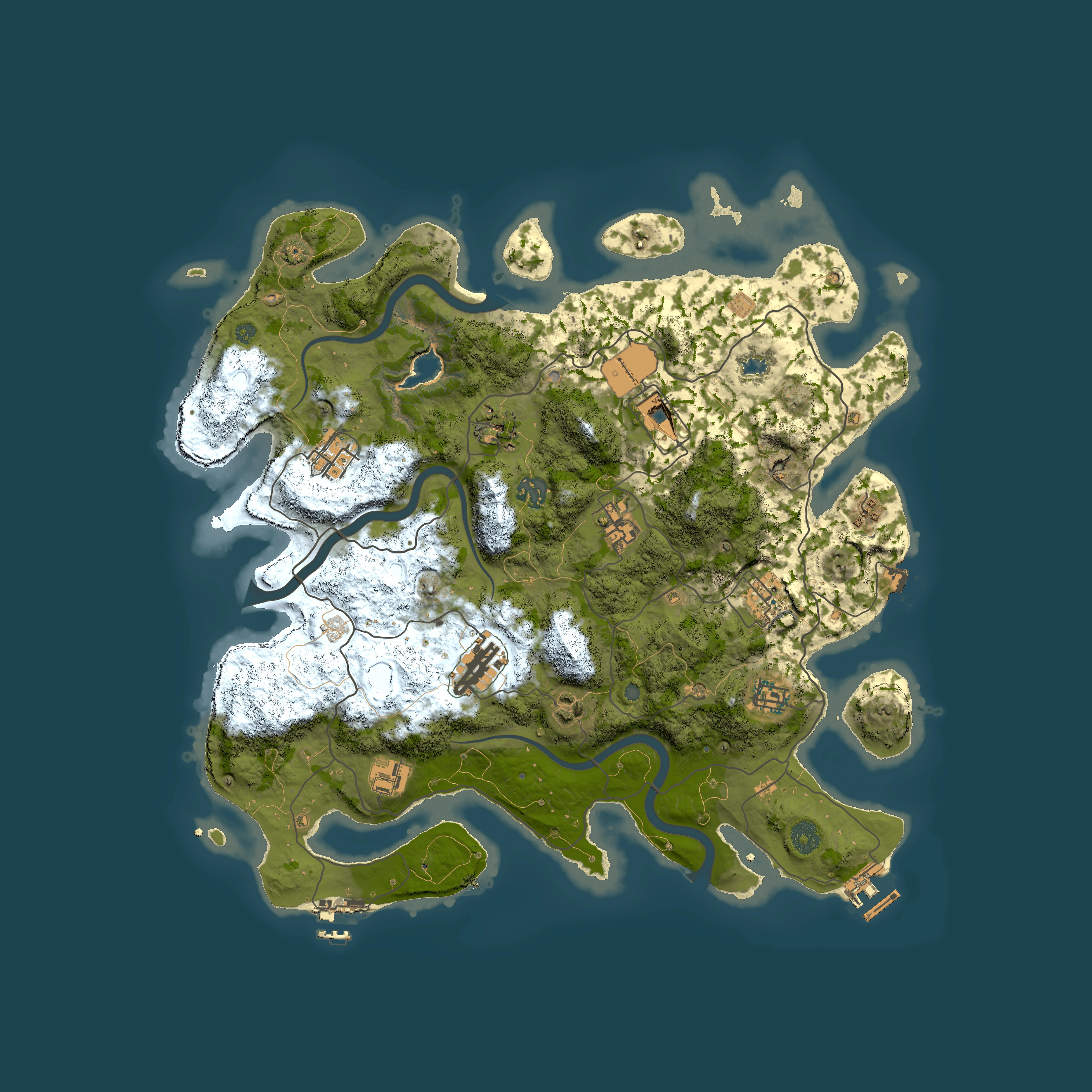 Full top-down render of Rust map seed 238384031, 4000x4000m