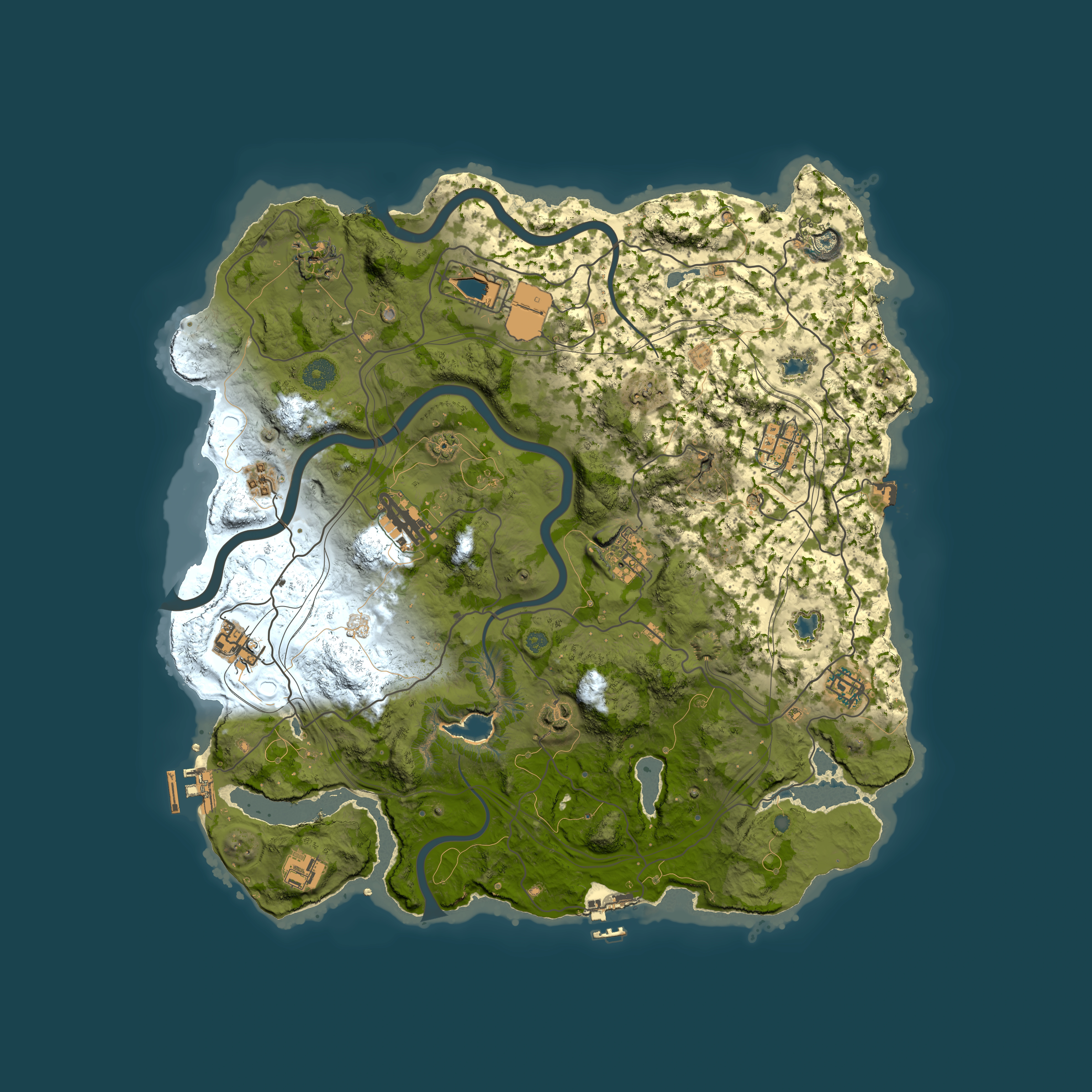 Full top-down render of Rust map seed 1735187709, 4000x4000m