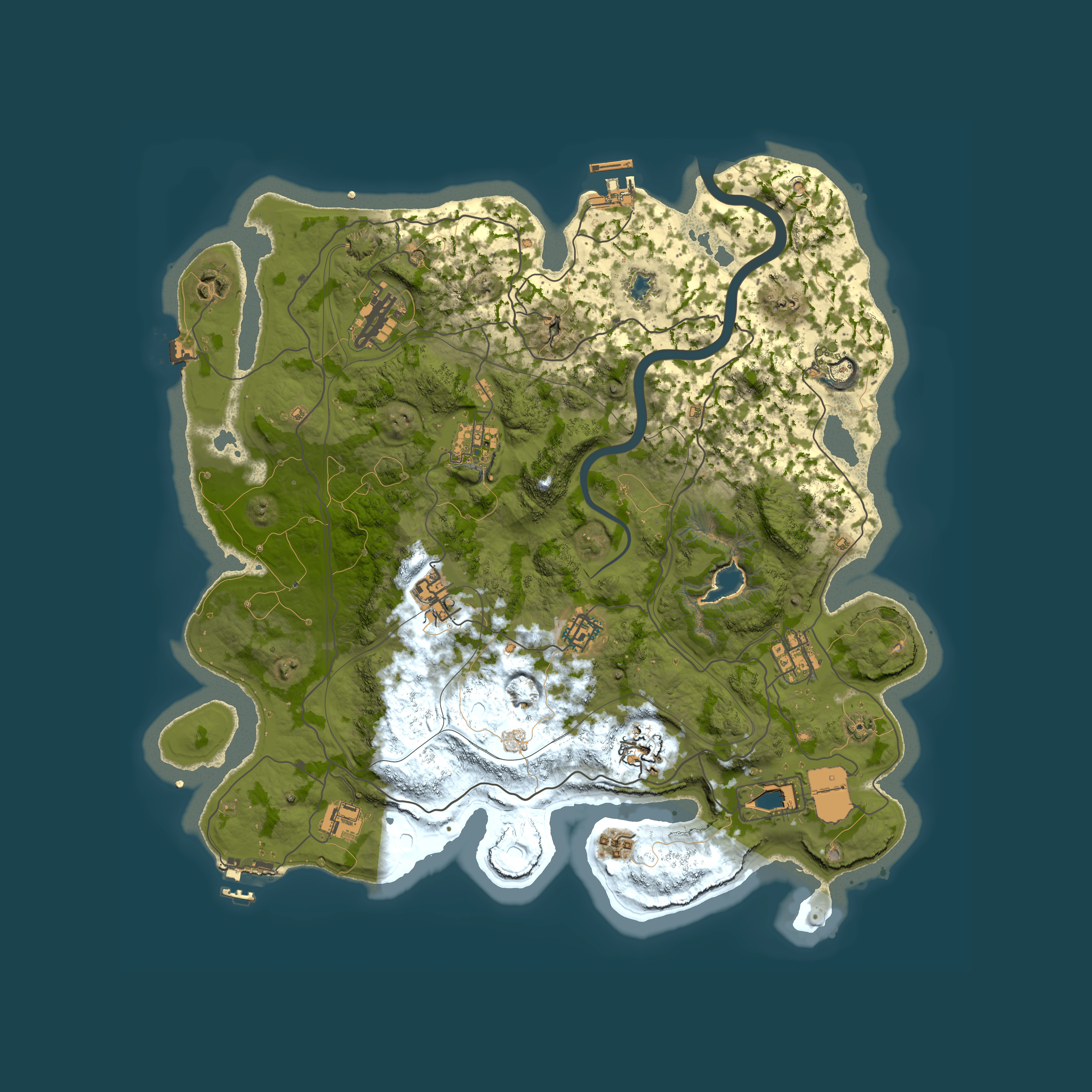 Full top-down render of Rust map seed 1337, 4000x4000m