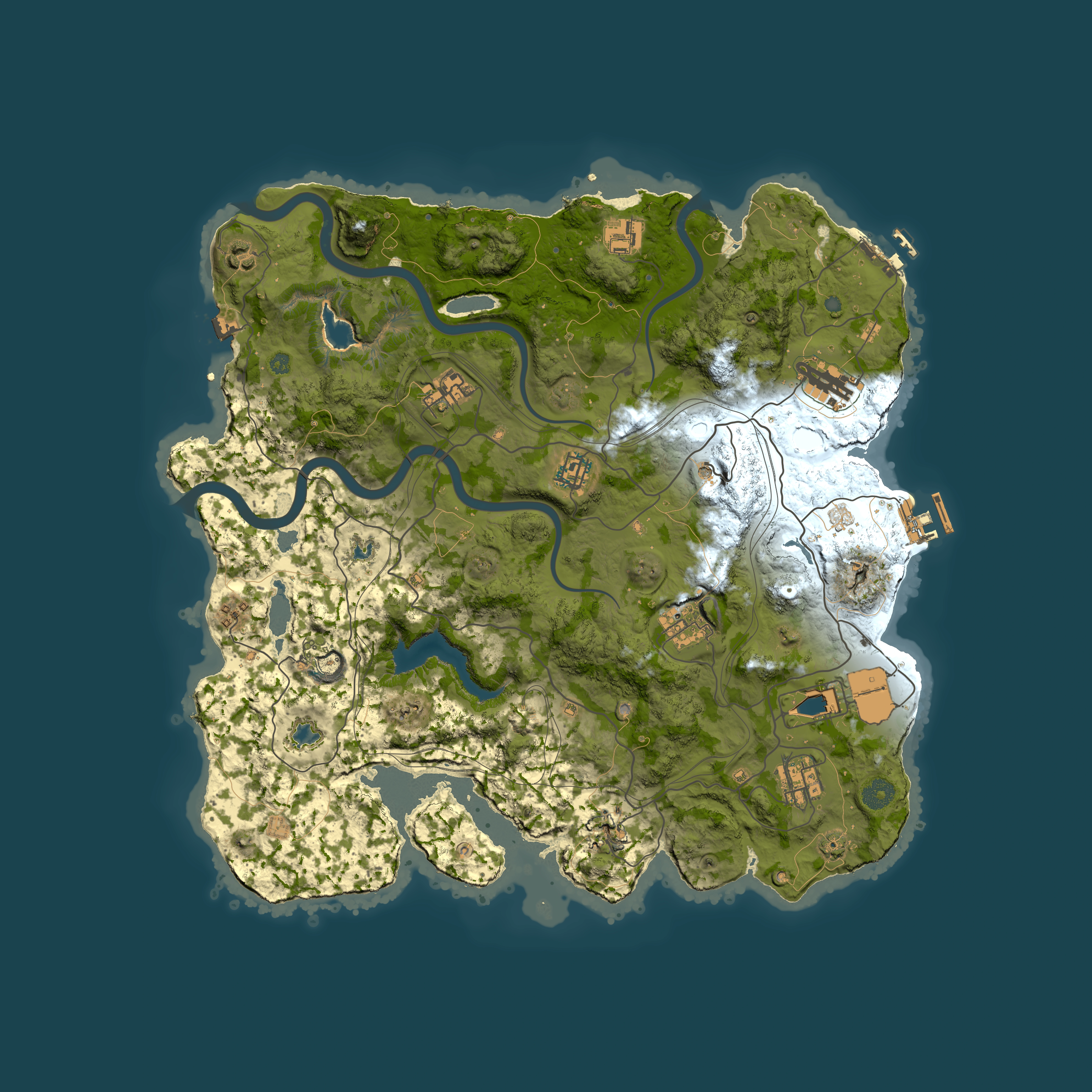 Full top-down render of Rust map seed 1075994337, 4000x4000m