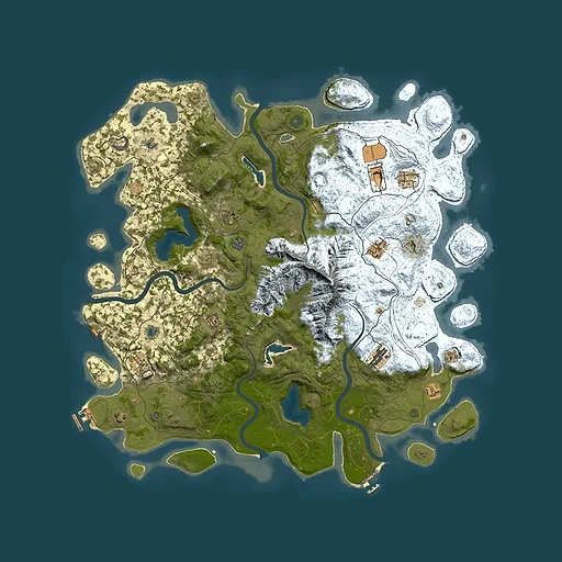 Rust map seed 1411739445, 5000x5000m top-down preview