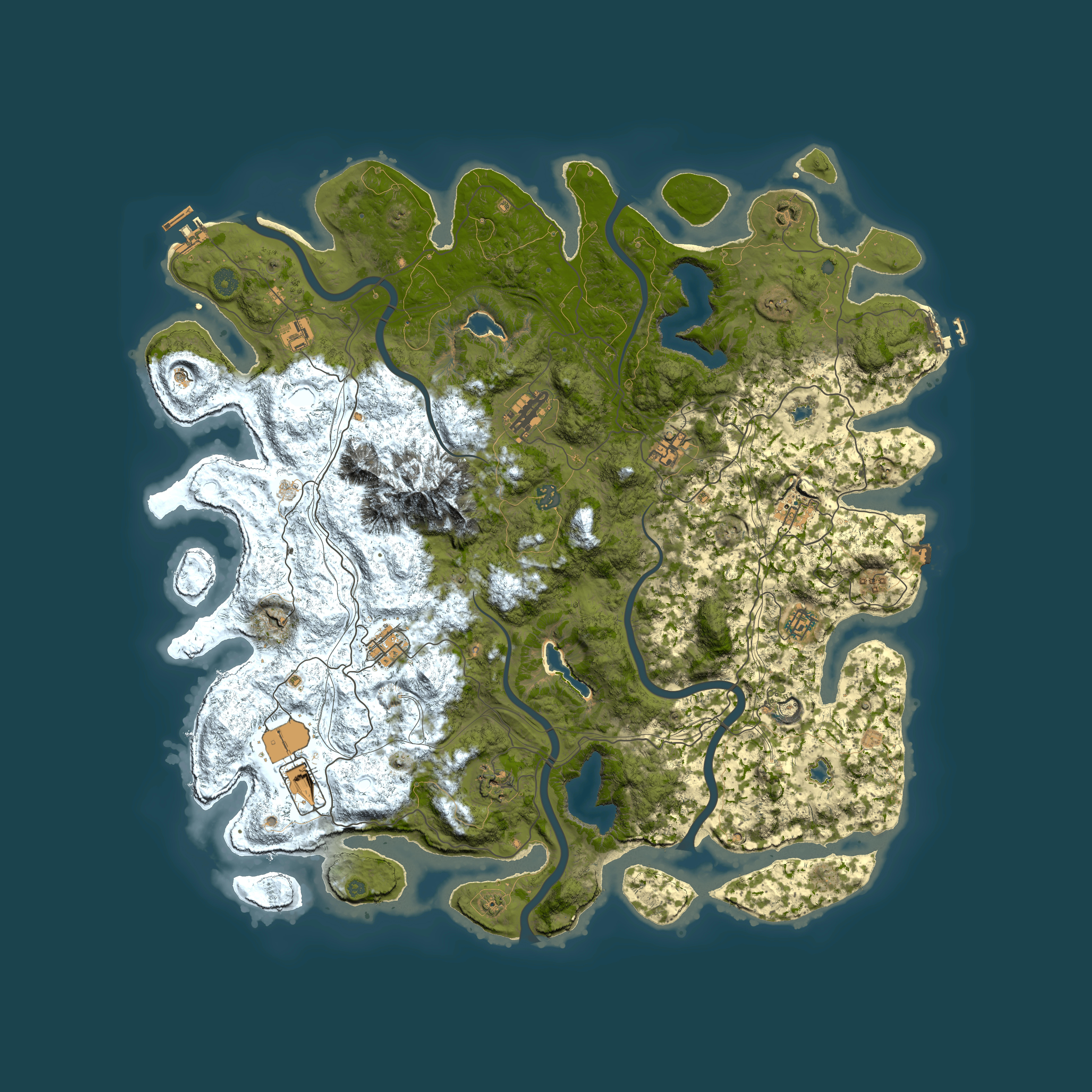 Full top-down render of Rust map seed 661205740, 5000x5000m