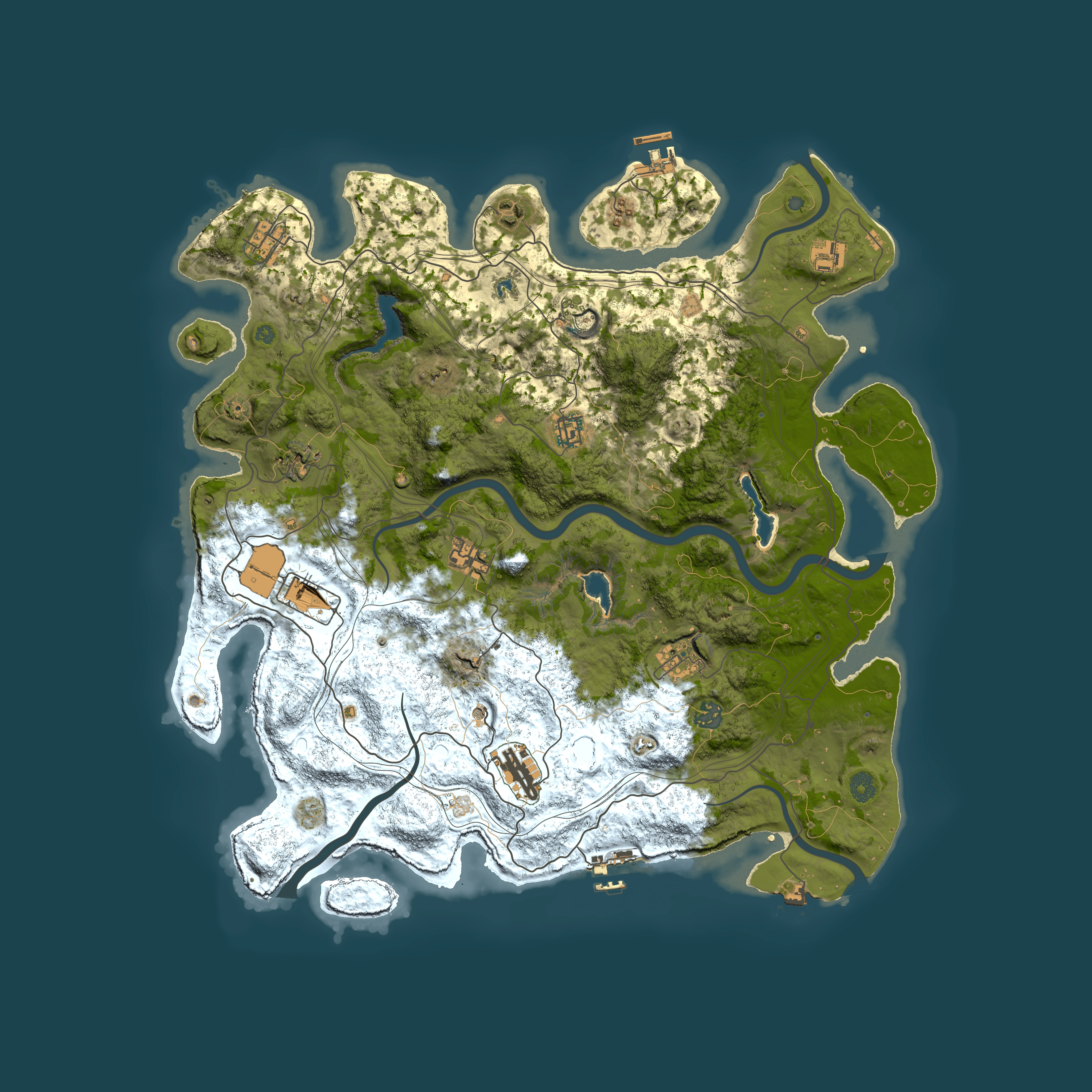 Full top-down render of Rust map seed 1625730385, 4500x4500m