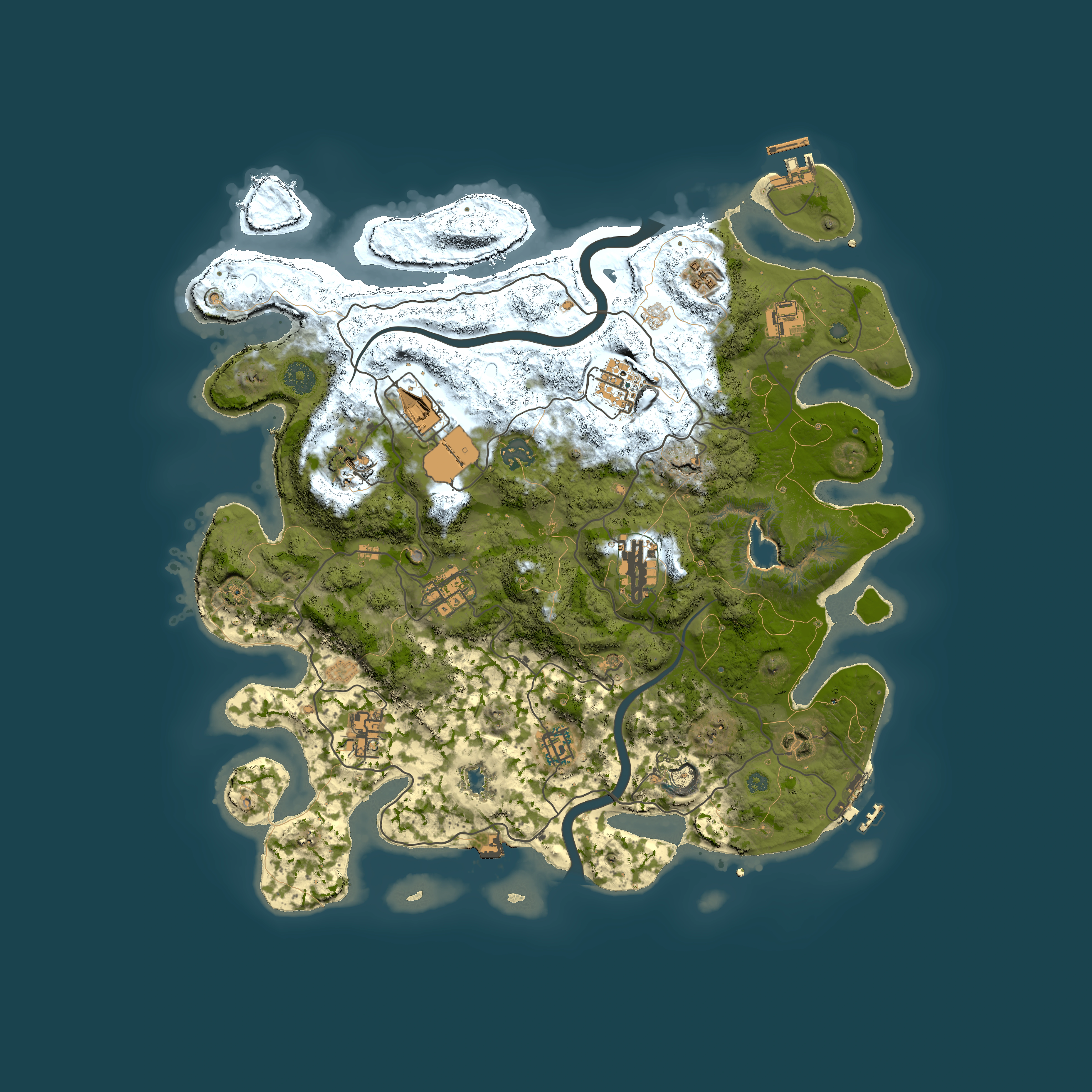 Full top-down render of Rust map seed 611033051, 4000x4000m