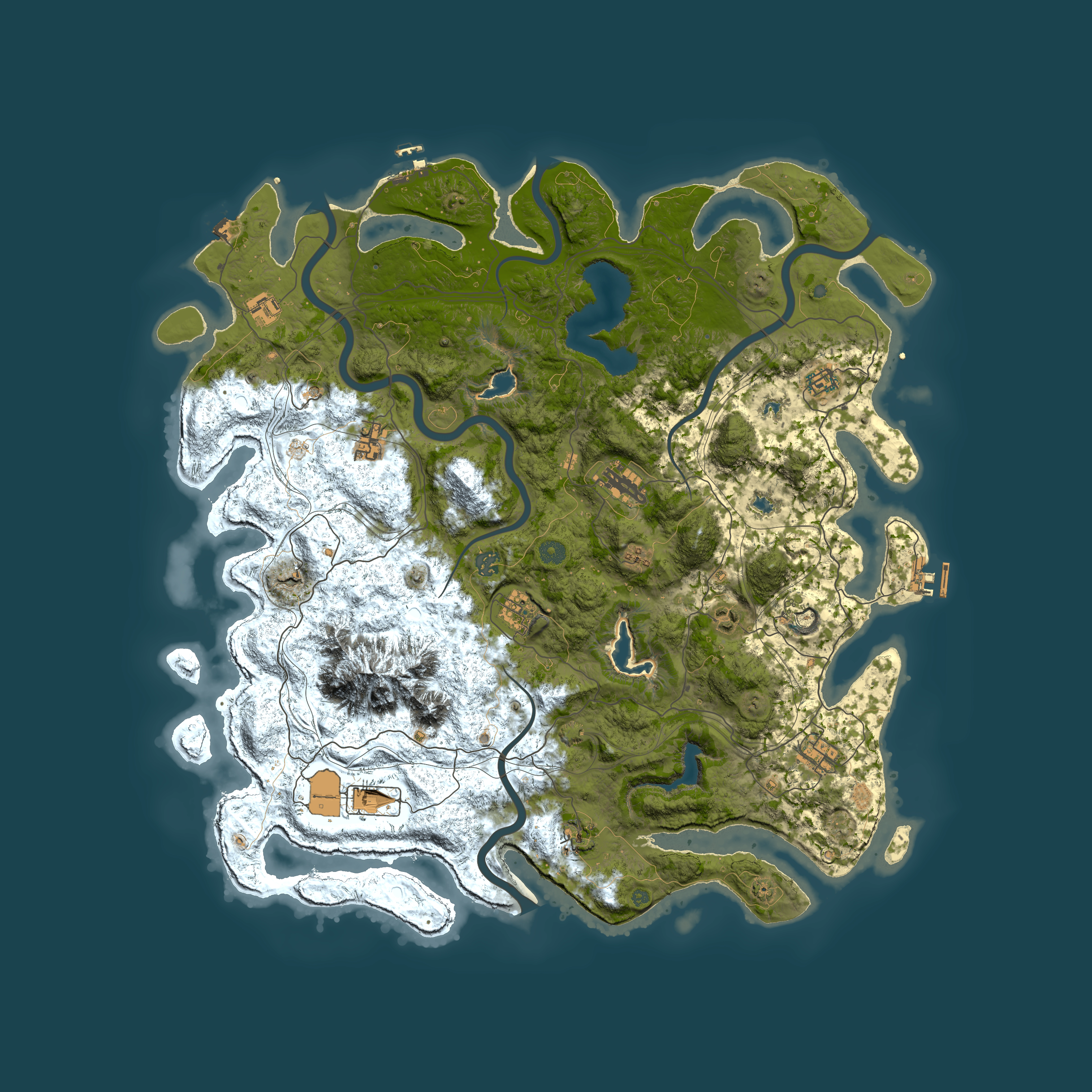 Full top-down render of Rust map seed 88159532, 5000x5000m