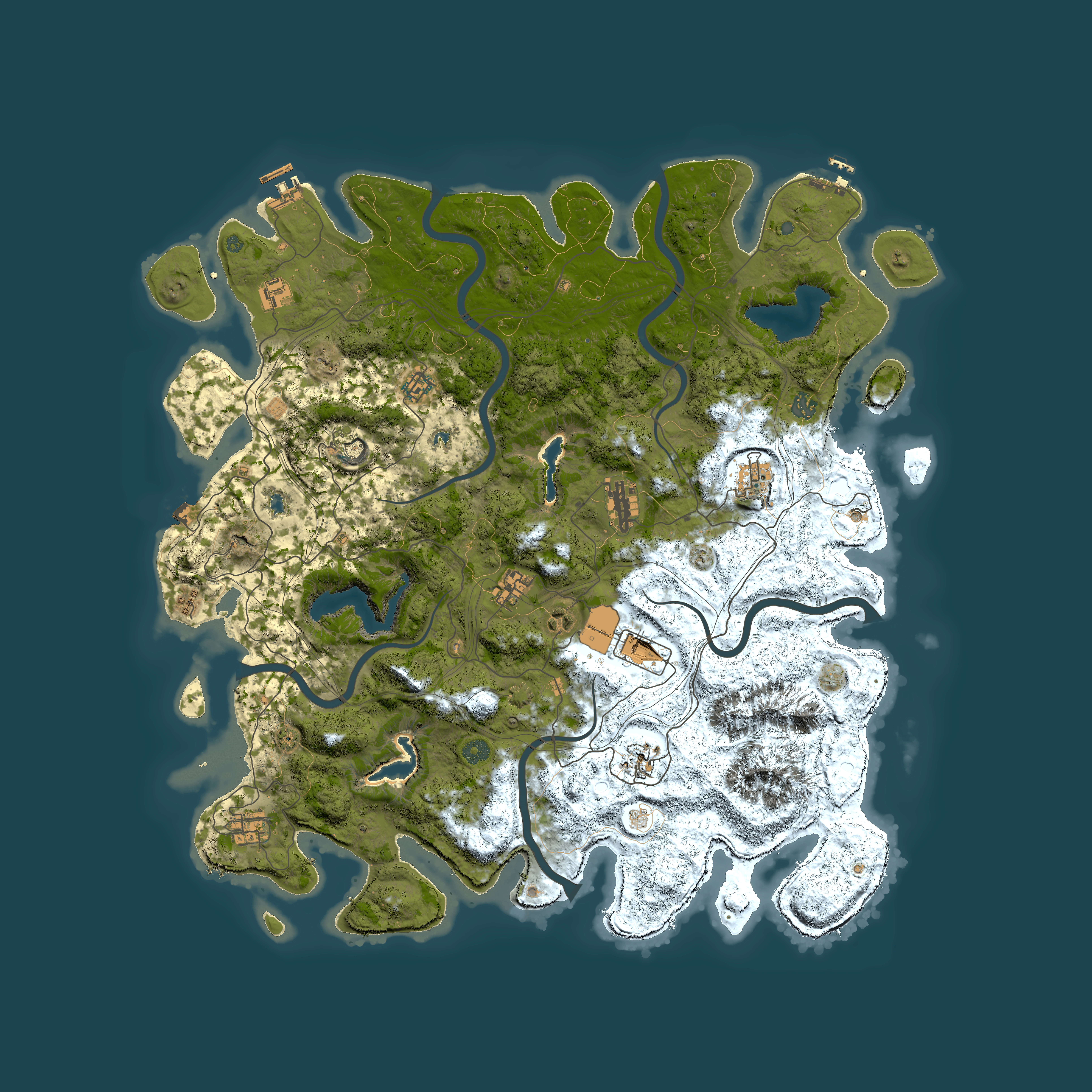 Full top-down render of Rust map seed 54057444, 5000x5000m