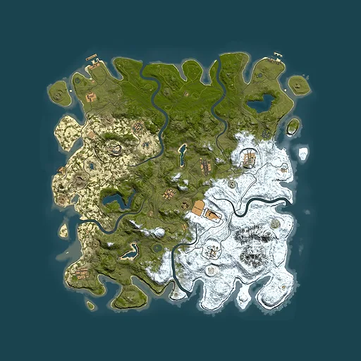 Rust map seed 54057444, 5000x5000m top-down preview