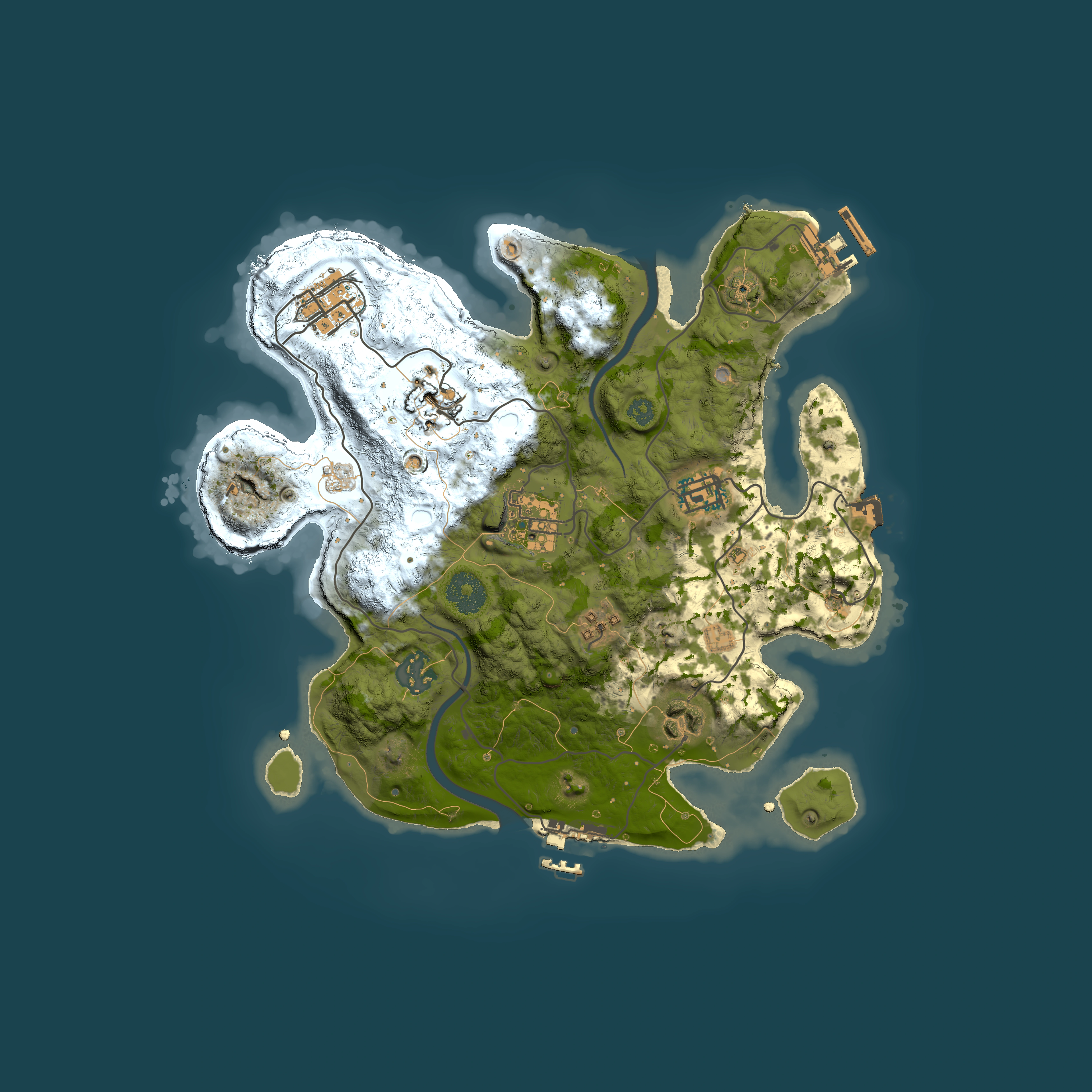 Full top-down render of Rust map seed 1524458920, 3000x3000m