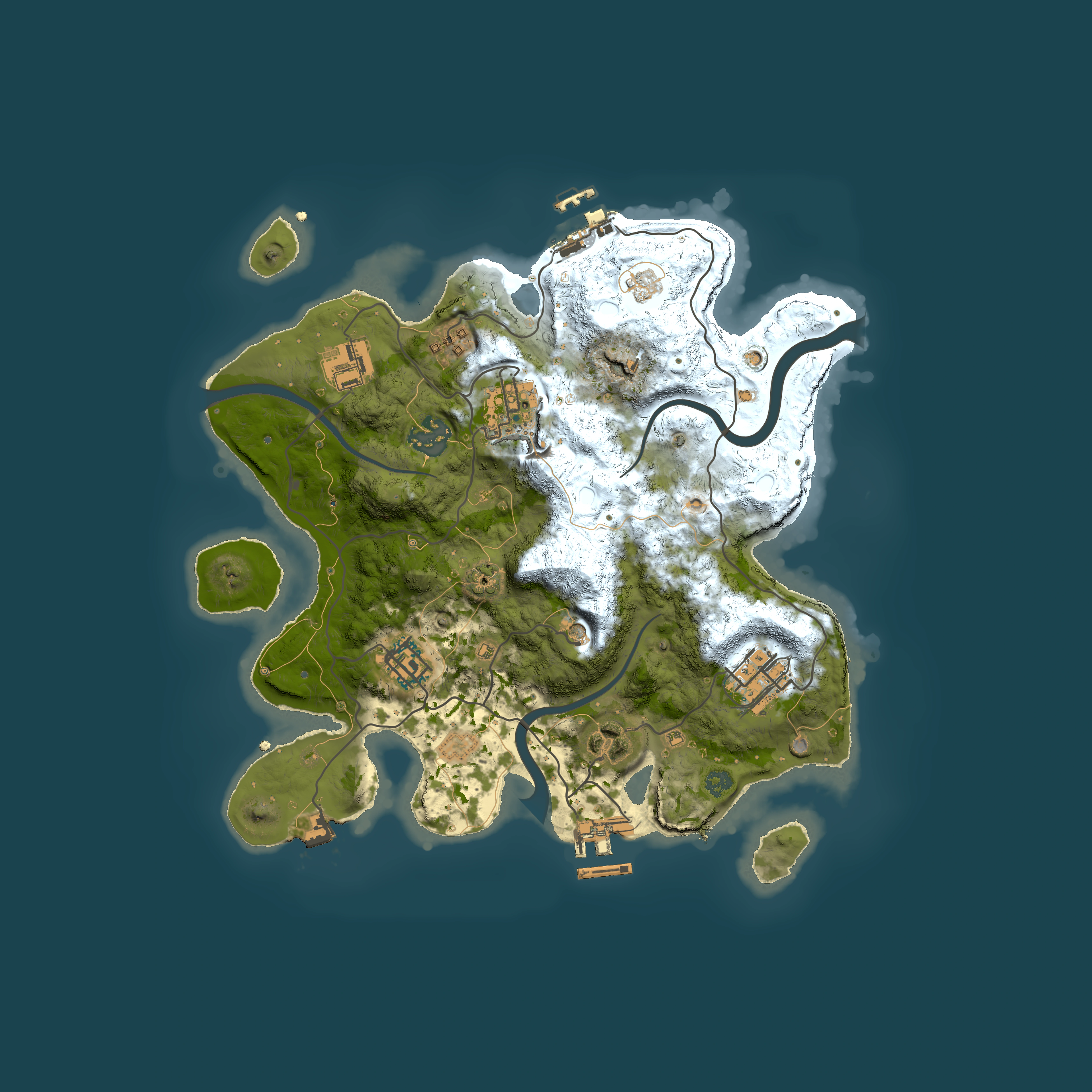 Full top-down render of Rust map seed 147157330, 3000x3000m