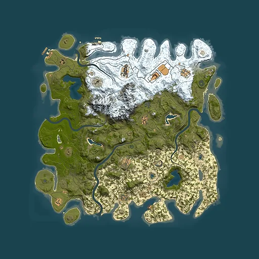 Rust map seed 1664238472, 5000x5000m top-down preview