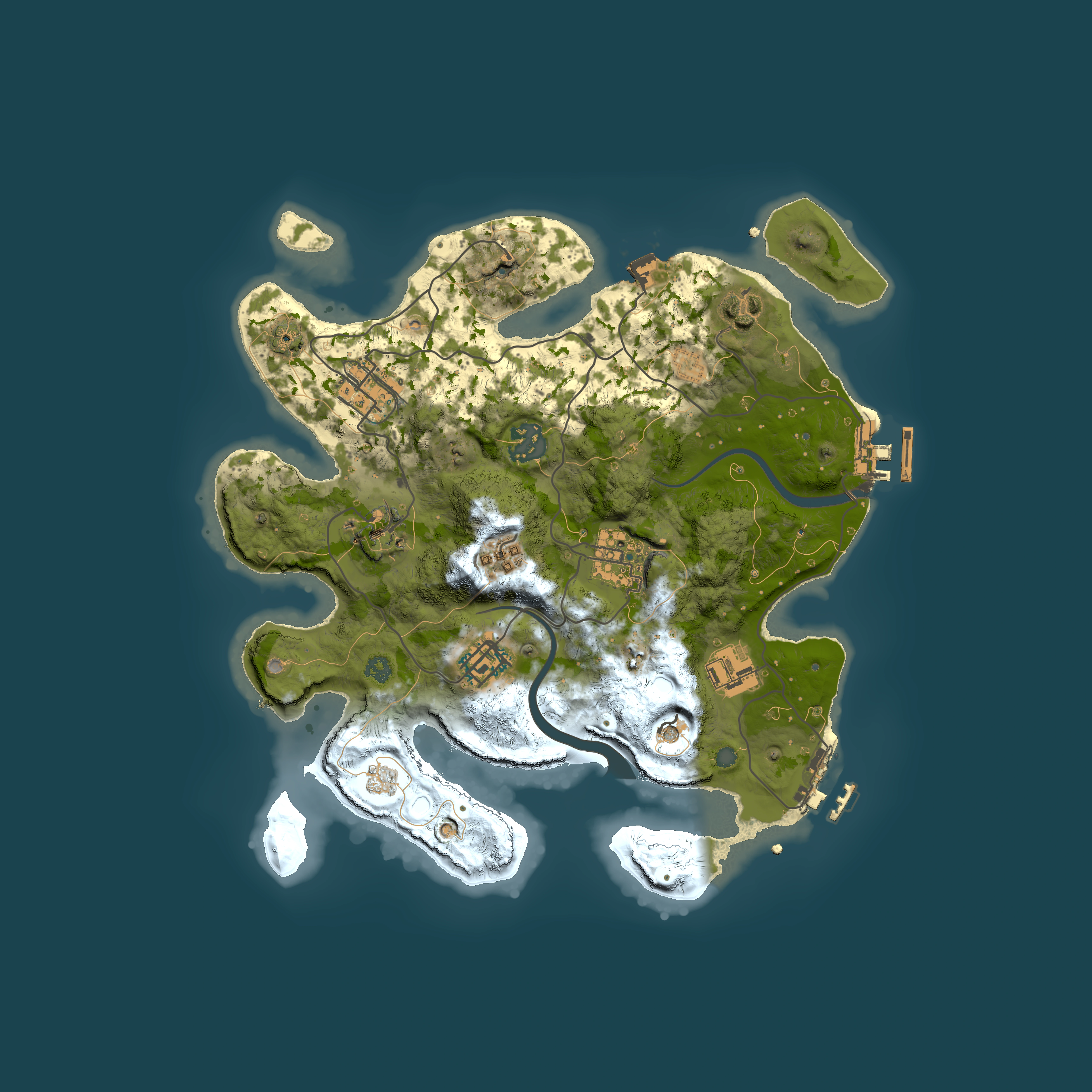 Full top-down render of Rust map seed 1322137322, 3000x3000m