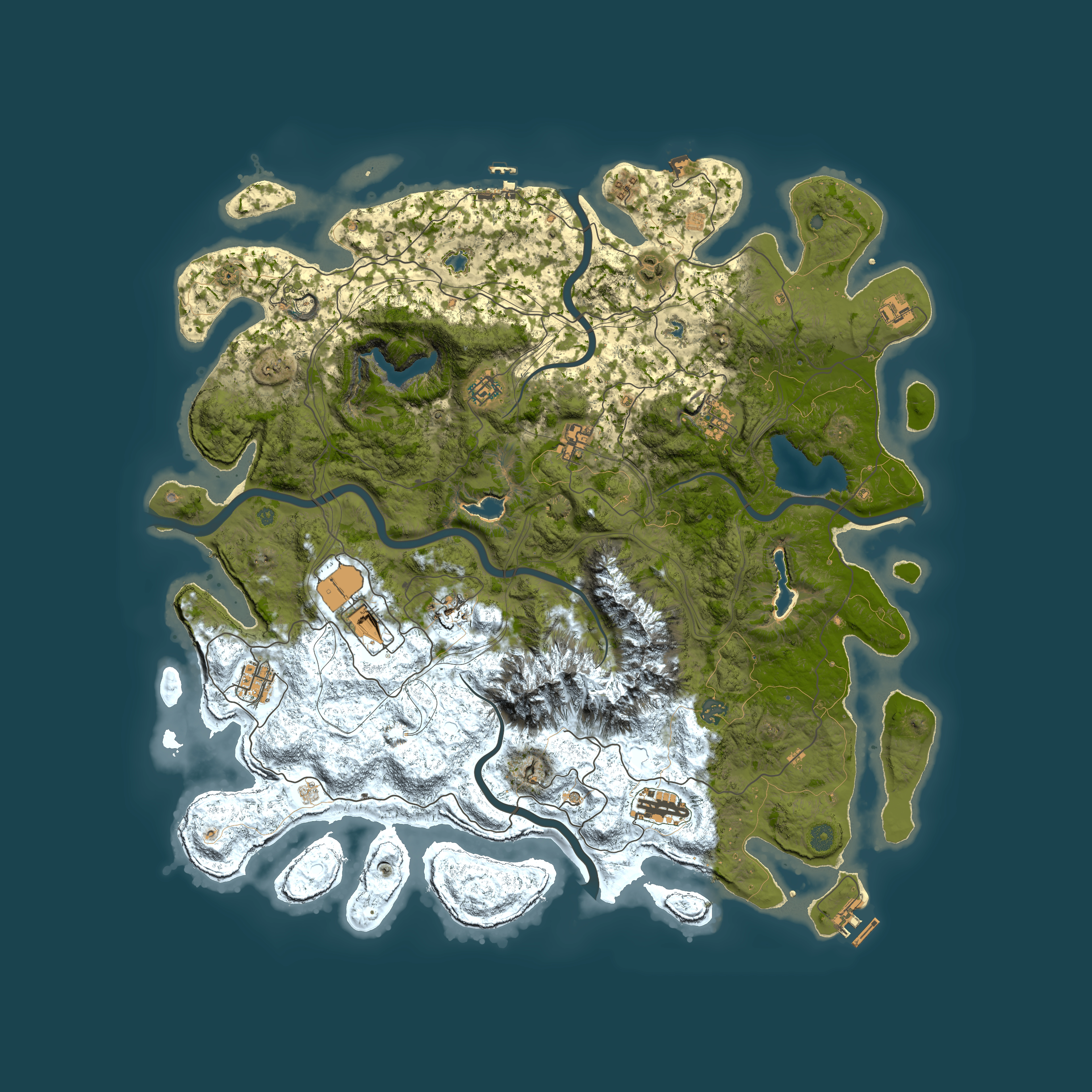 Full top-down render of Rust map seed 1016145626, 5000x5000m