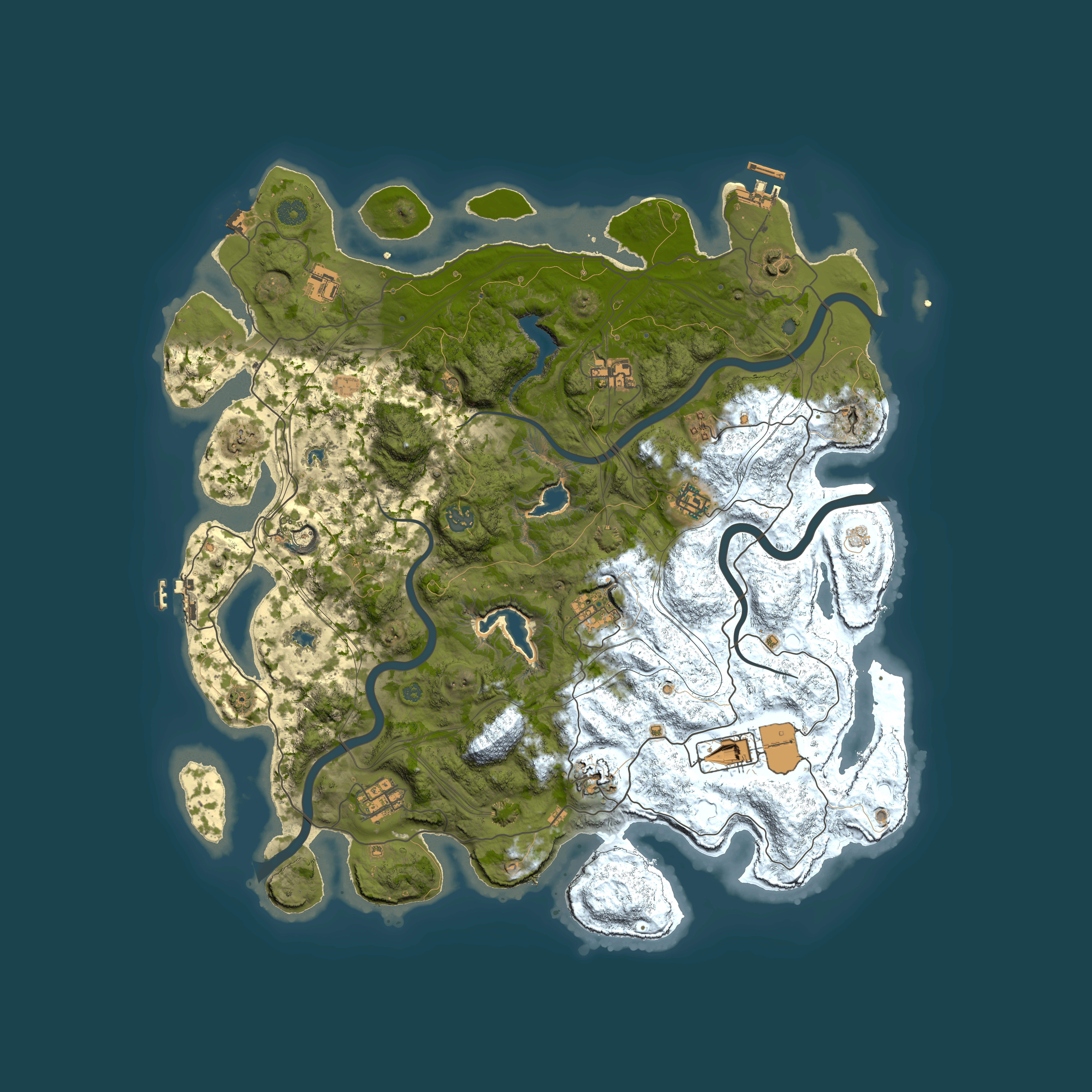 Full top-down render of Rust map seed 258277508, 4500x4500m