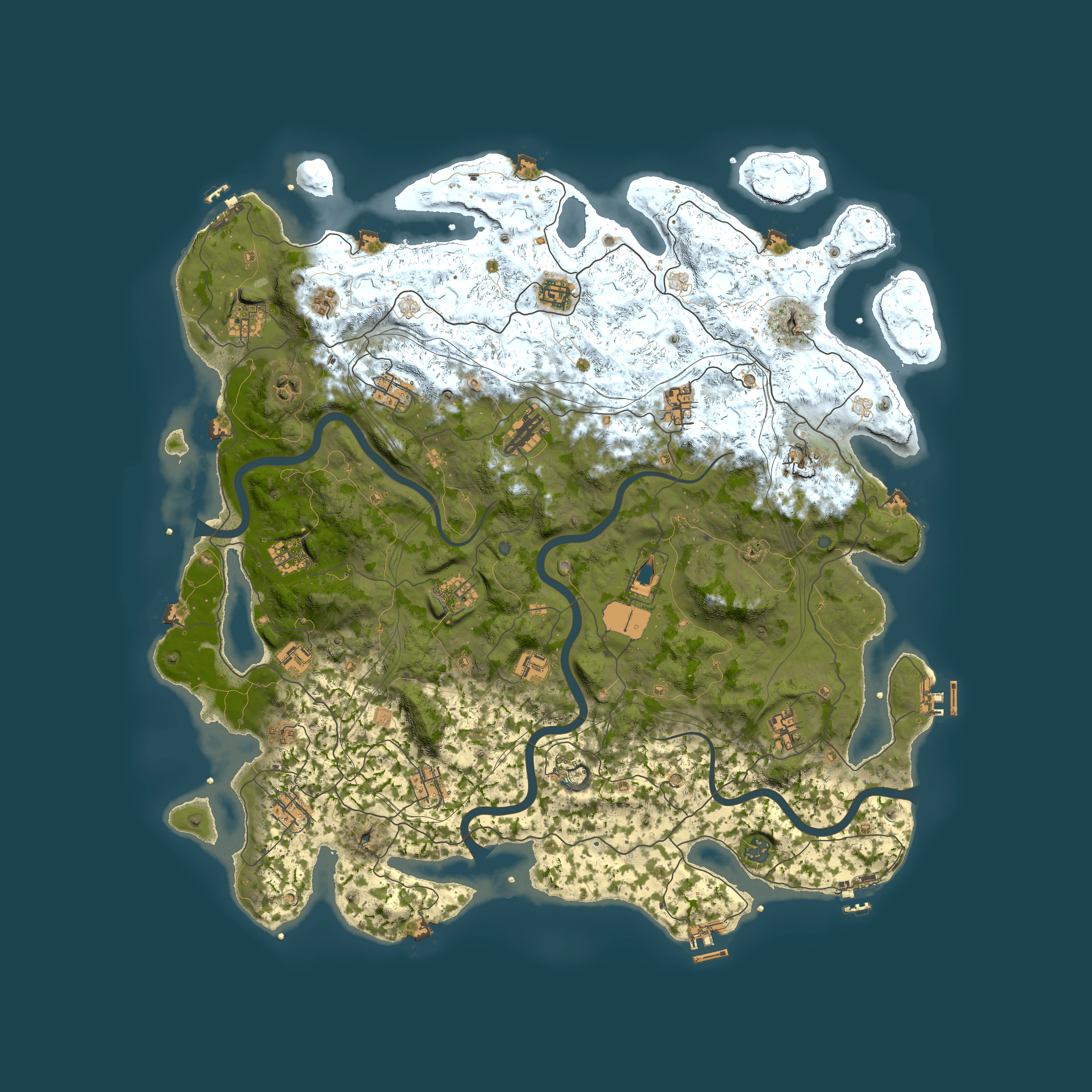 Full top-down render of Rust map seed 1160391176, 4999x4999m