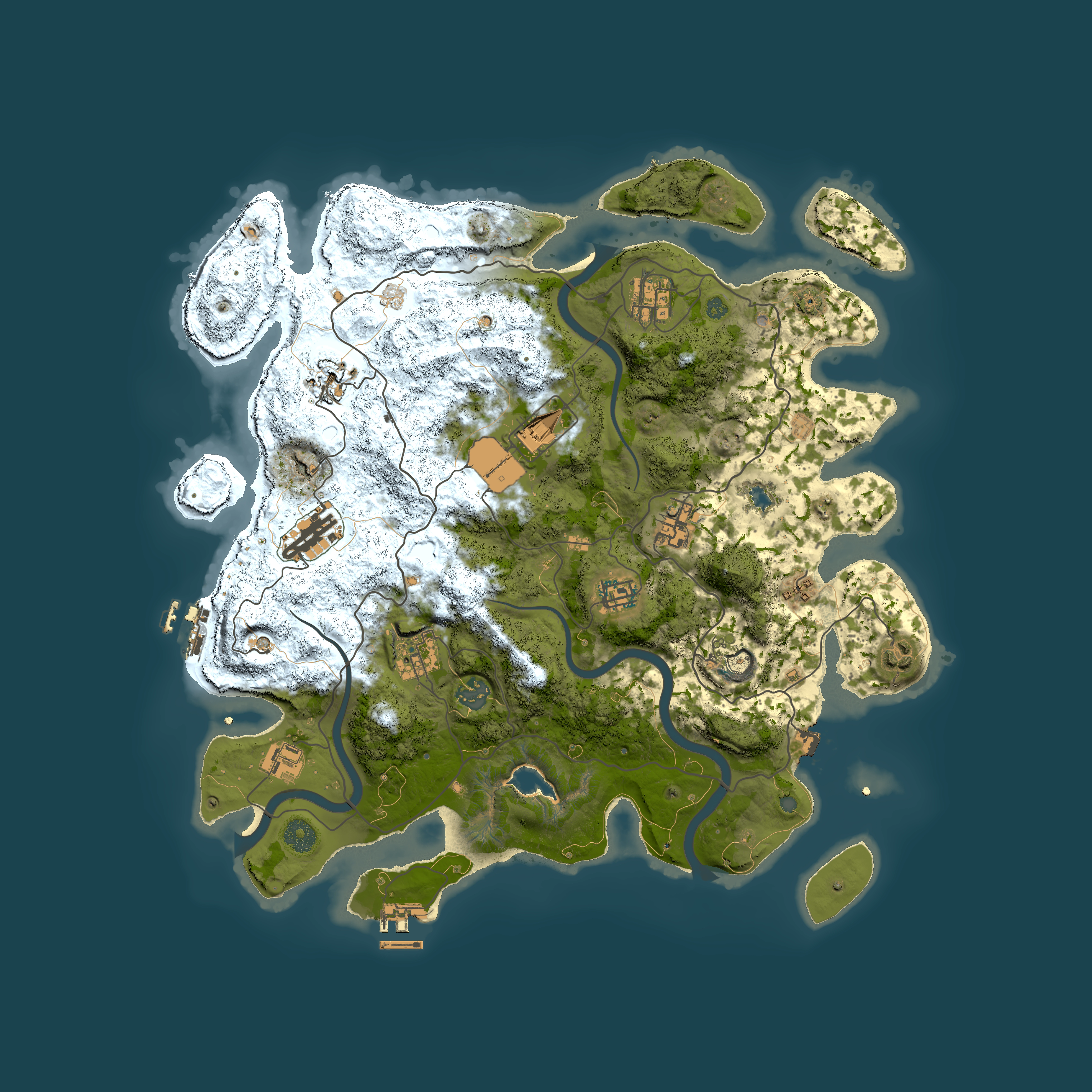 Full top-down render of Rust map seed 1282848470, 4000x4000m