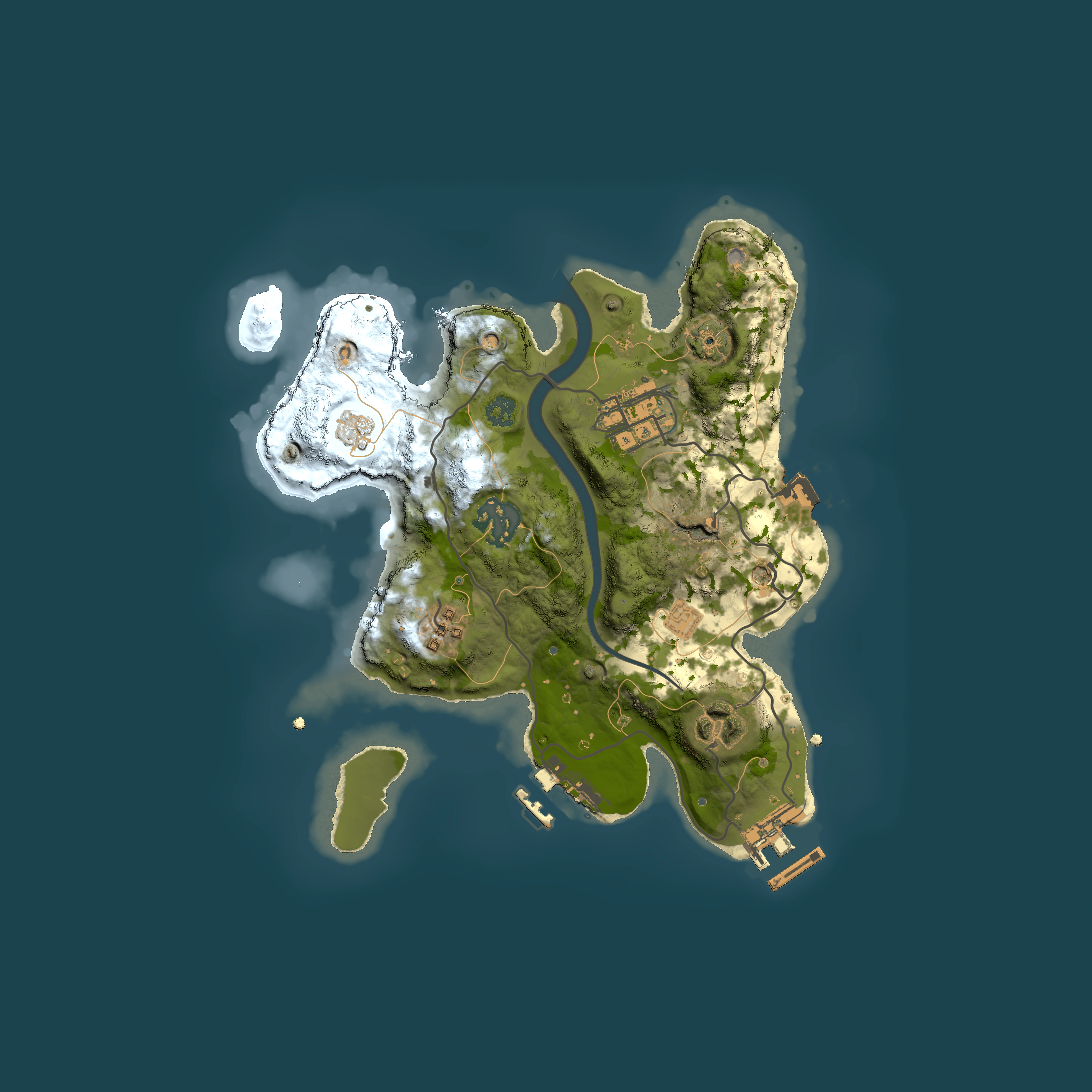 Full top-down render of Rust map seed 1131774803, 2500x2500m