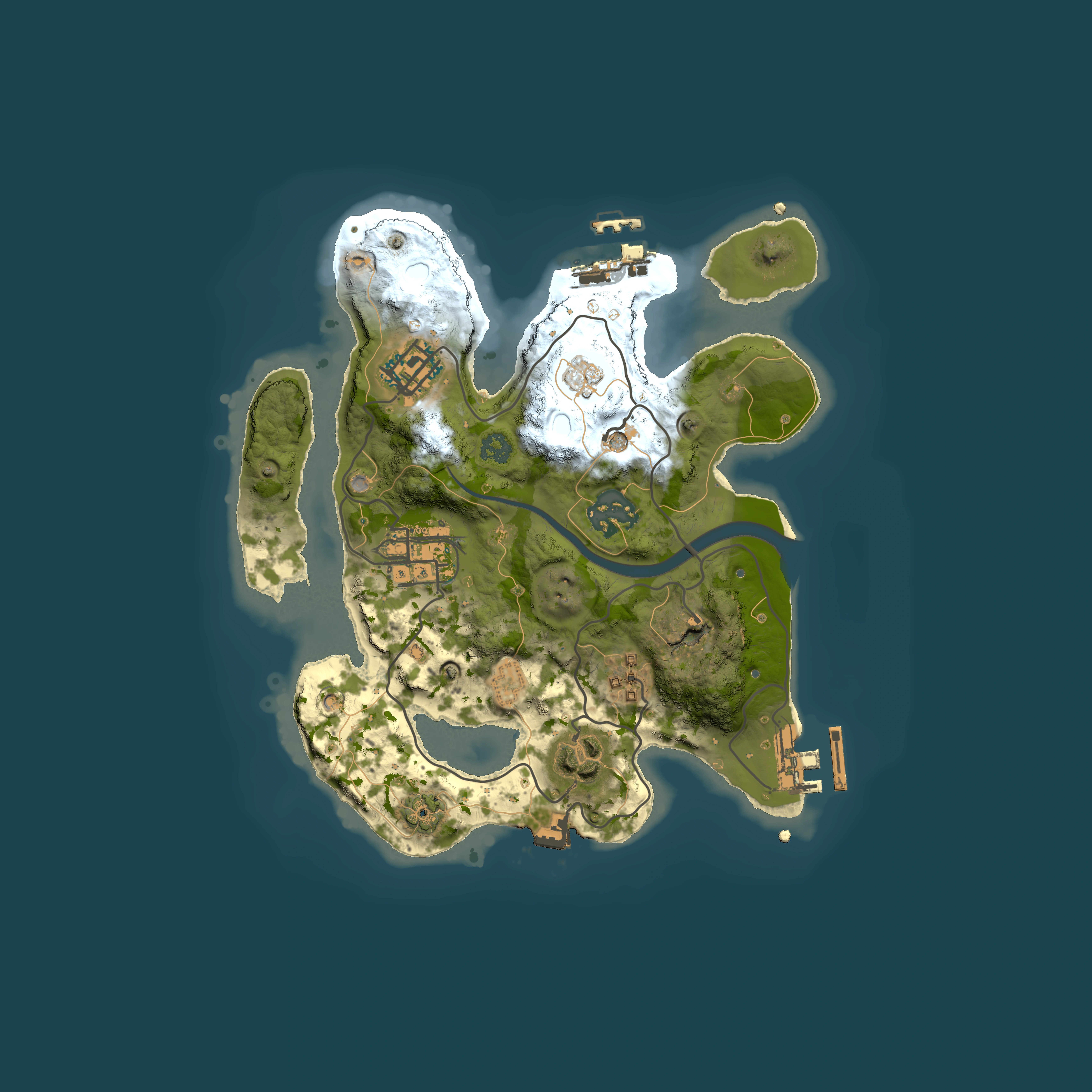 Full top-down render of Rust map seed 2102884292, 2500x2500m