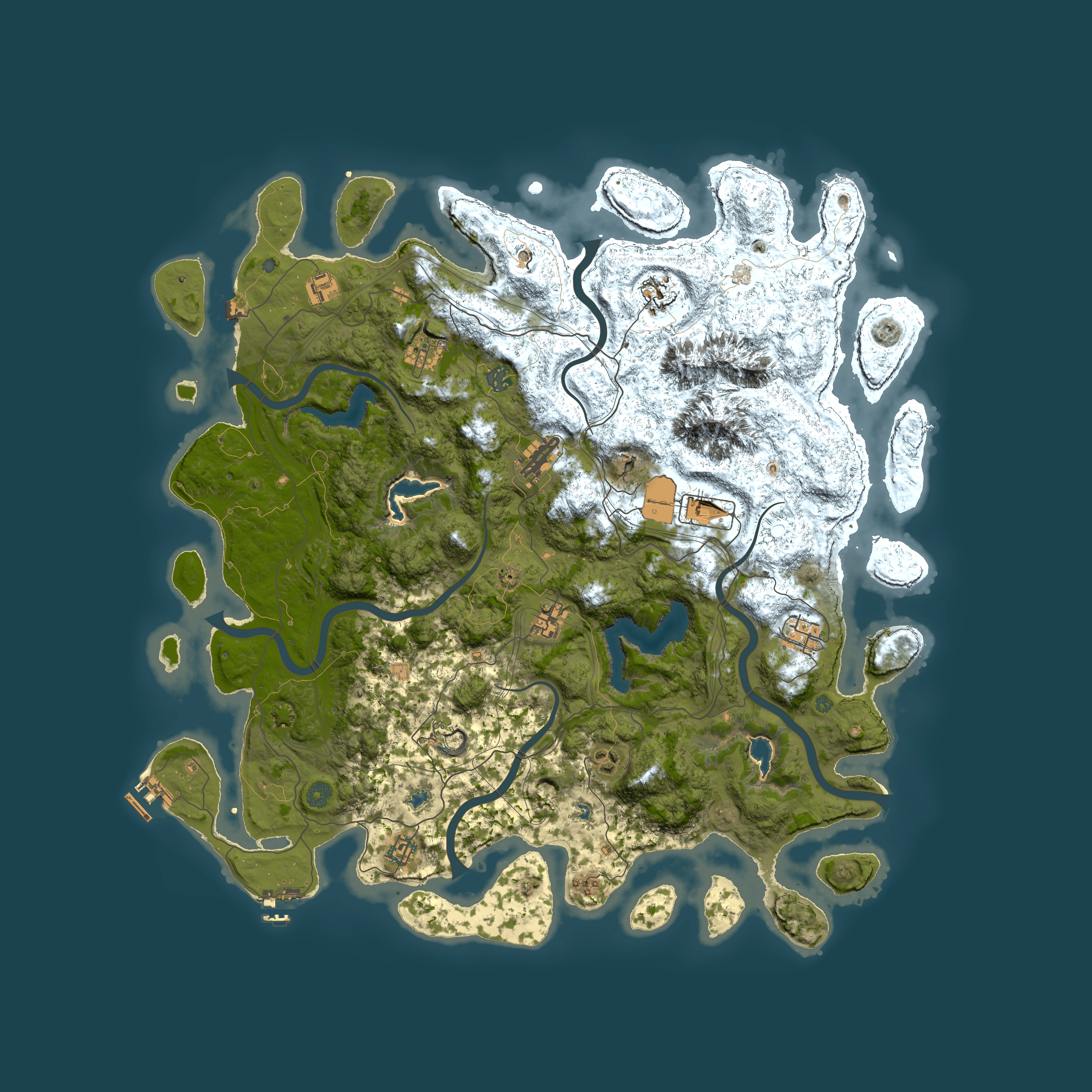 Full top-down render of Rust map seed 1434370532, 5000x5000m