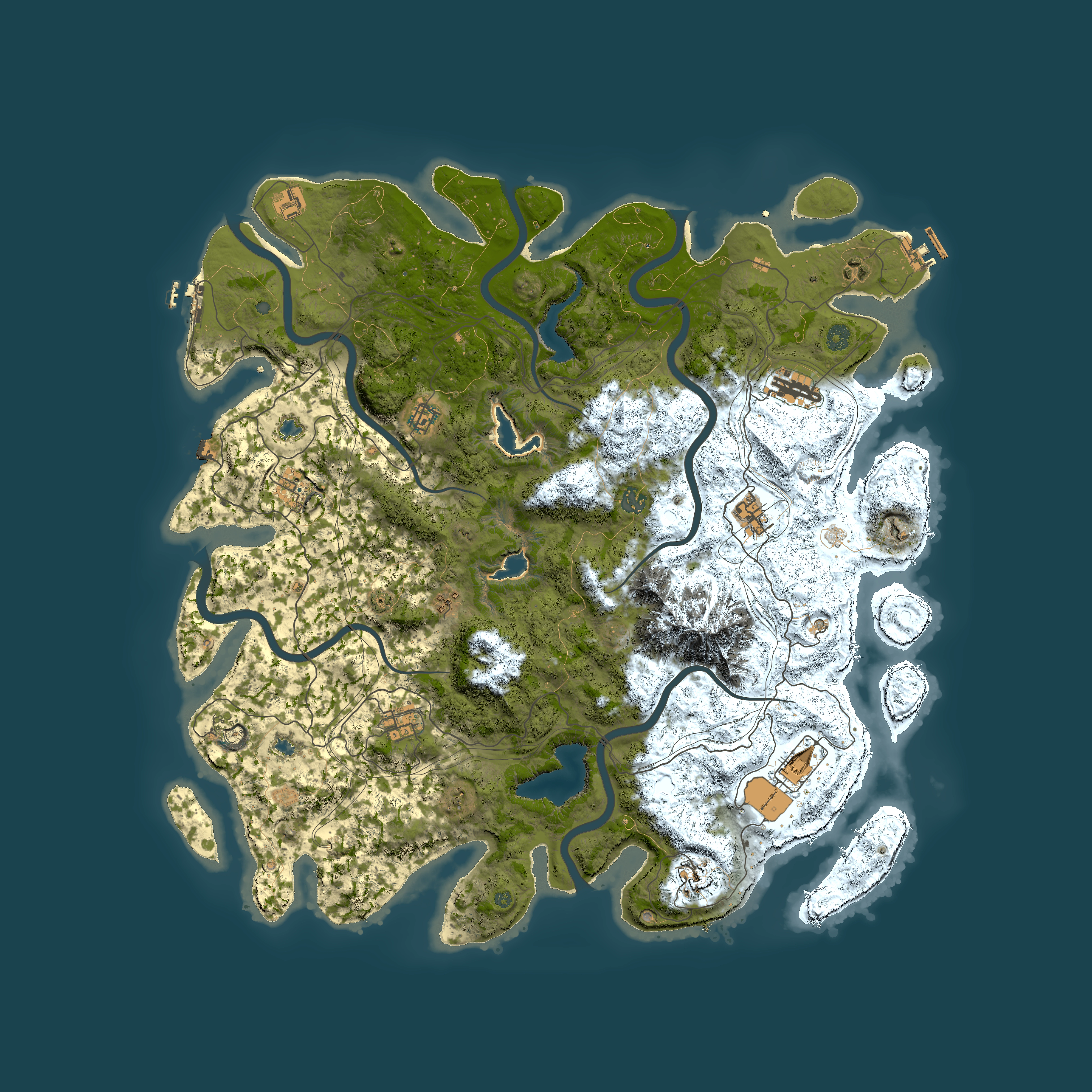 Full top-down render of Rust map seed 395323155, 5000x5000m
