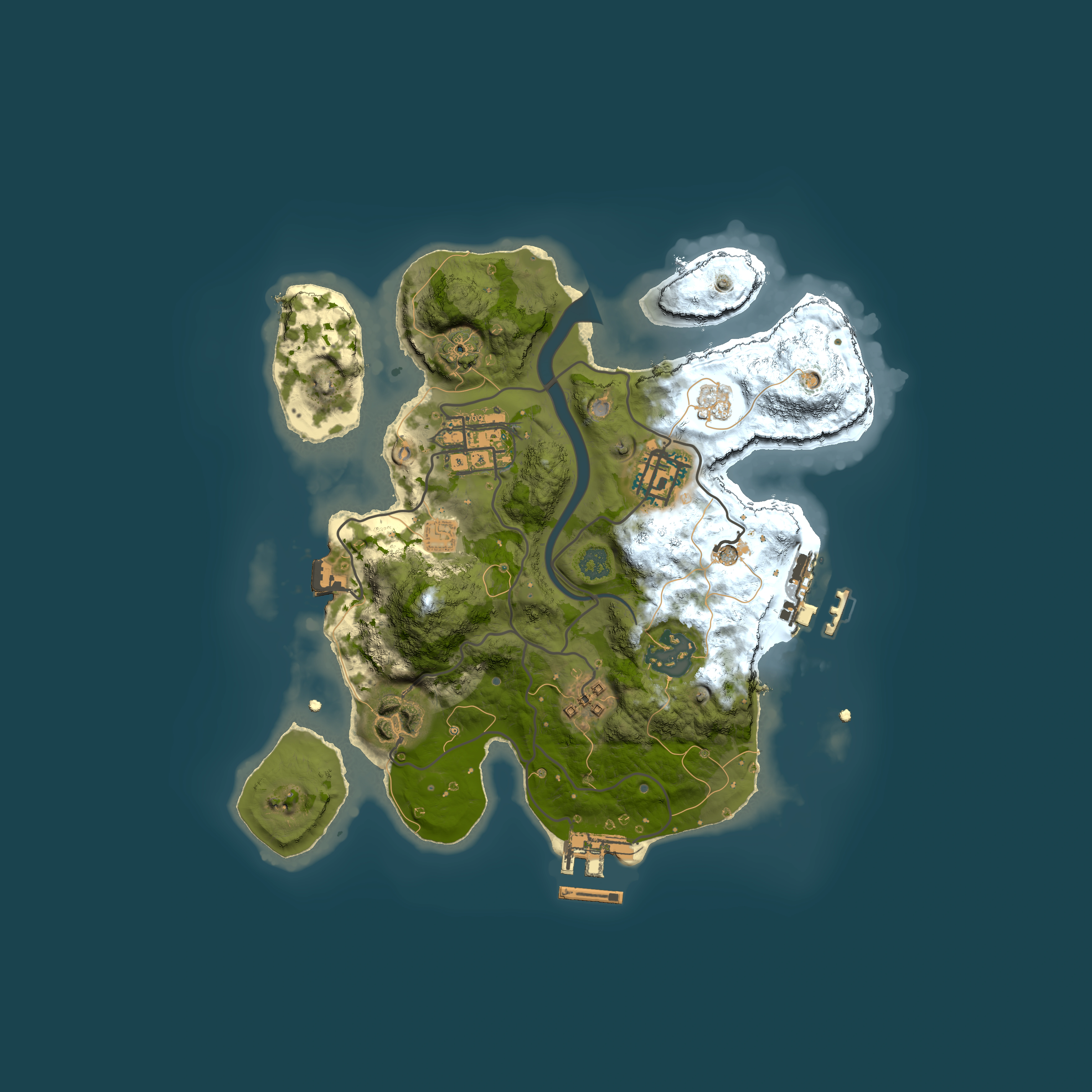 Full top-down render of Rust map seed 1143933616, 2500x2500m