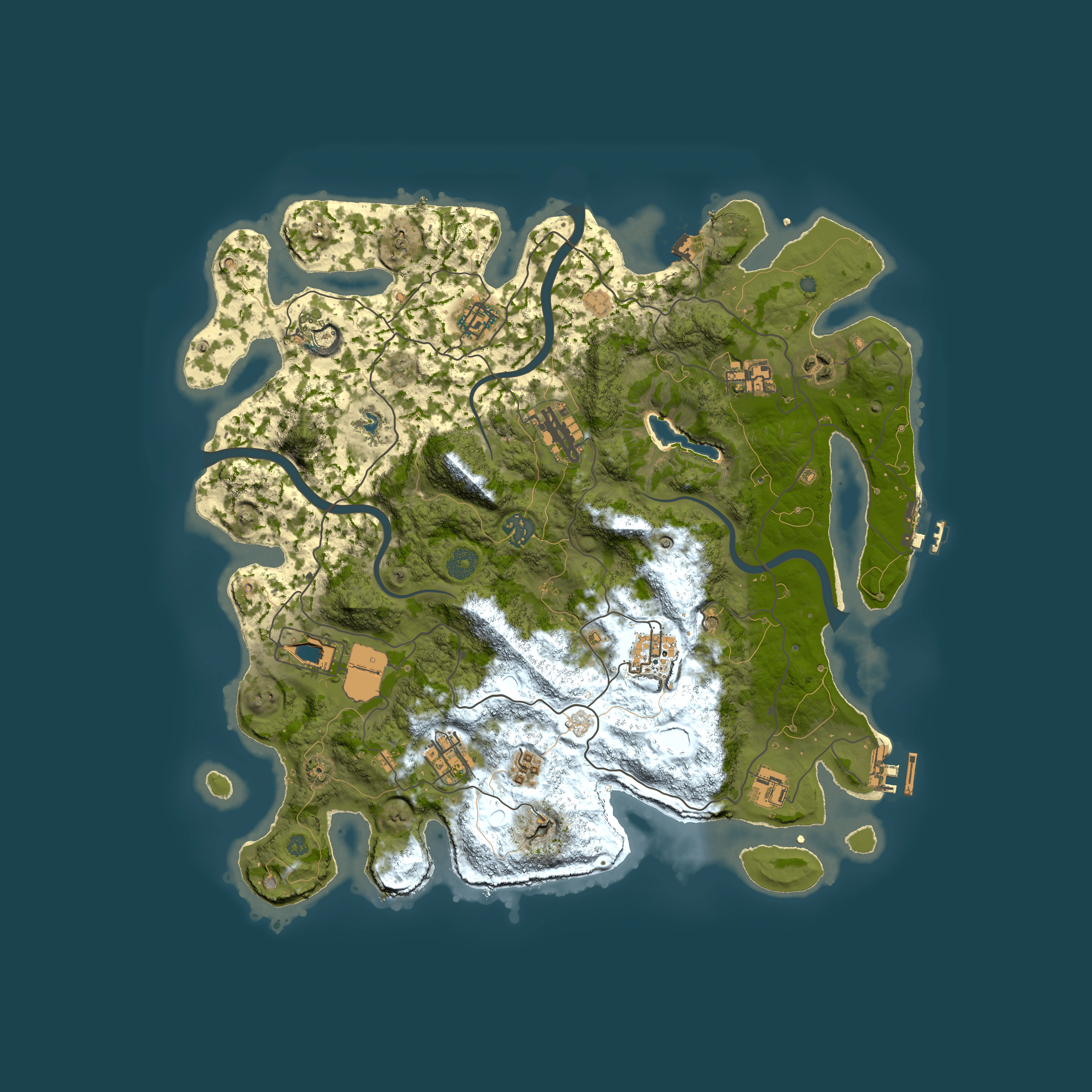 Full top-down render of Rust map seed 1532812707, 4000x4000m