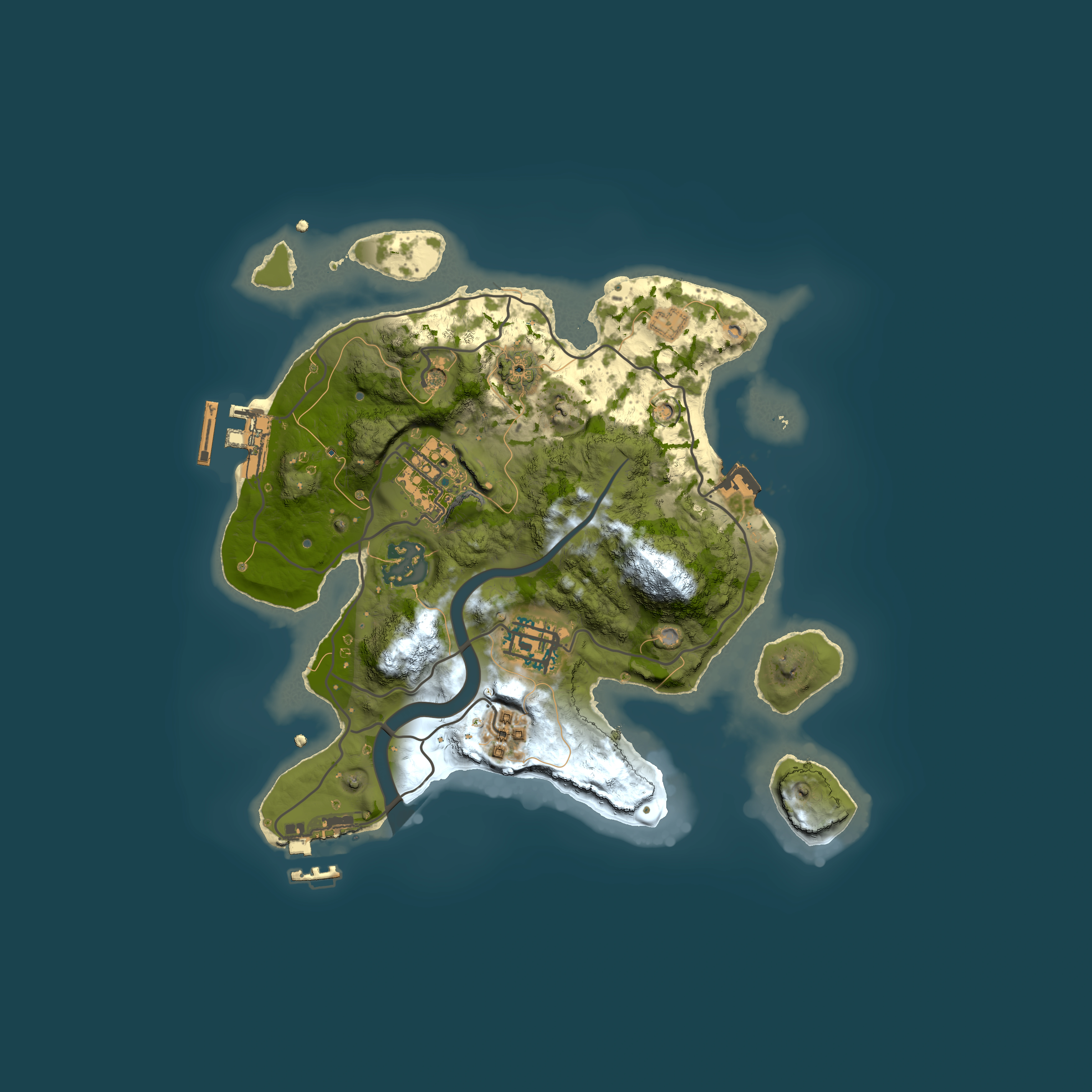 Full top-down render of Rust map seed 614606592, 2500x2500m