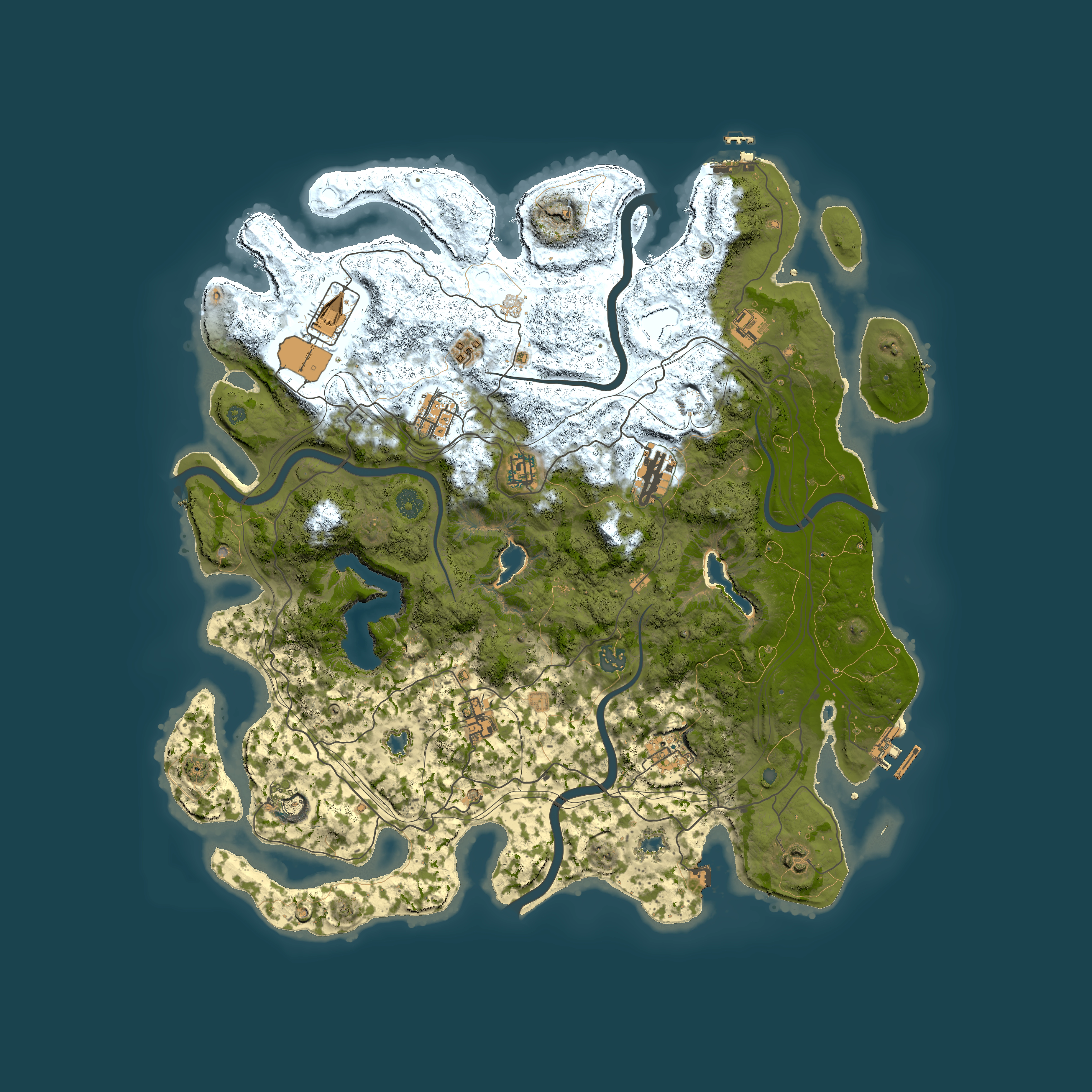 Full top-down render of Rust map seed 2132815363, 4500x4500m