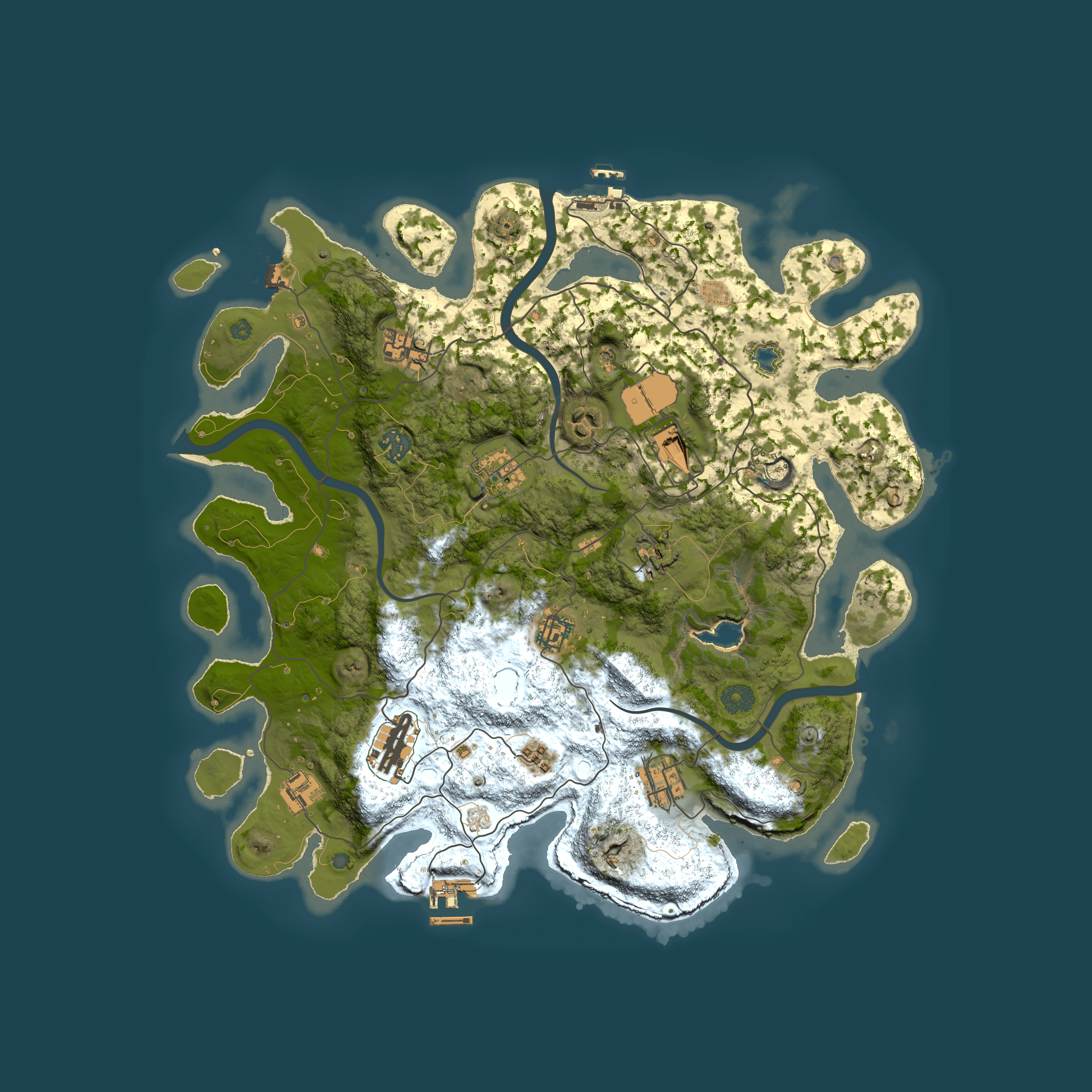 Full top-down render of Rust map seed 1989655, 4000x4000m