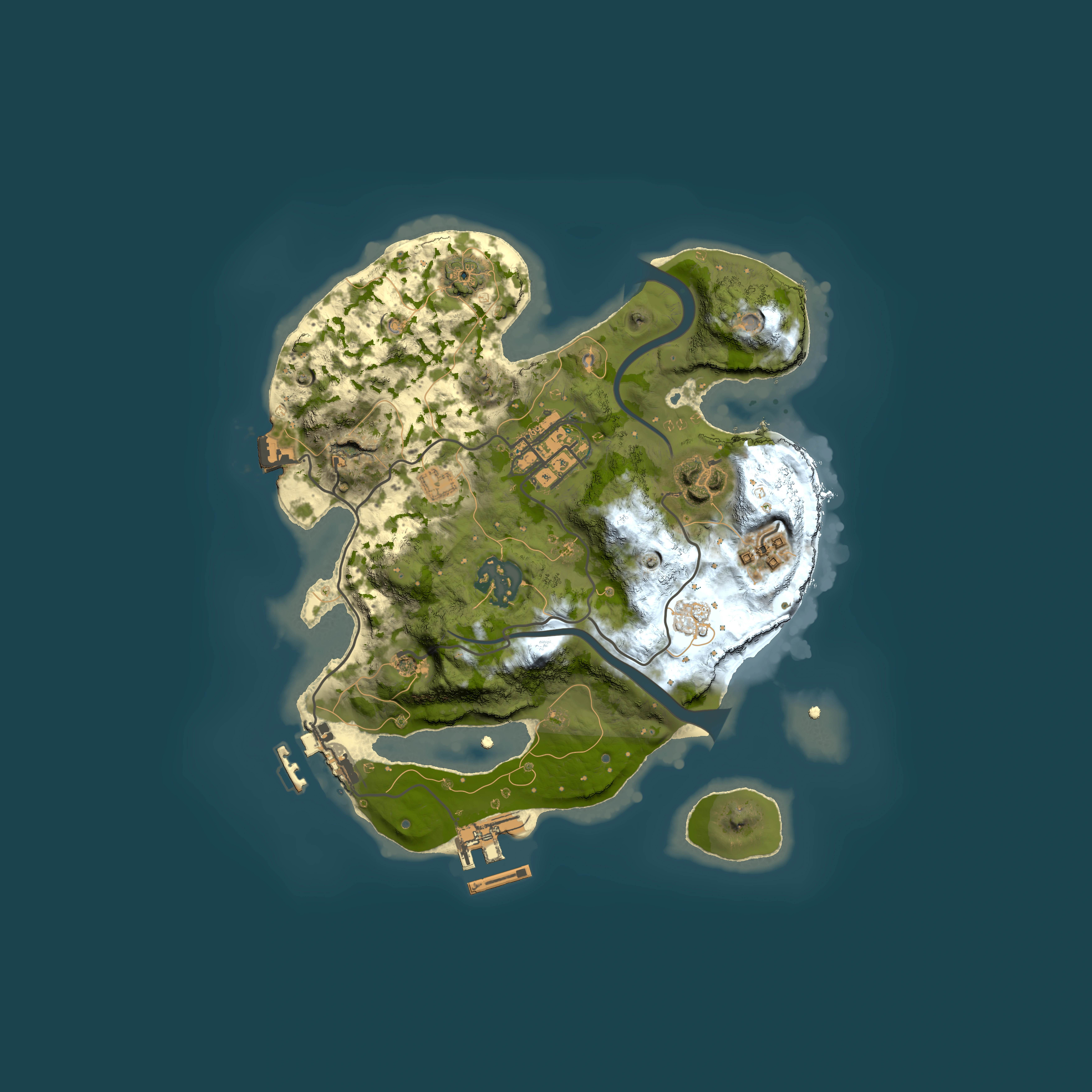 Full top-down render of Rust map seed 576420222, 2500x2500m