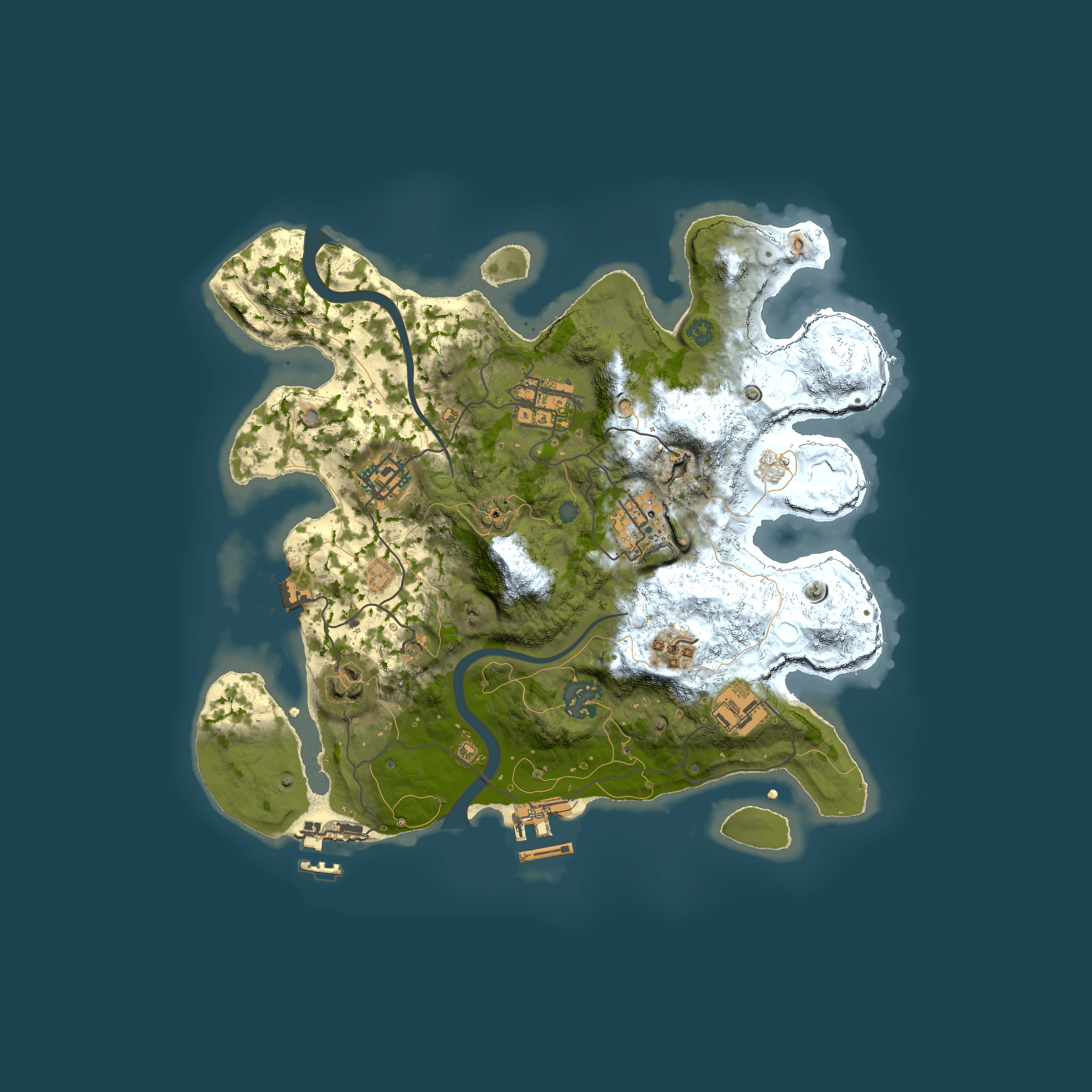 Full top-down render of Rust map seed 1745326761, 3000x3000m