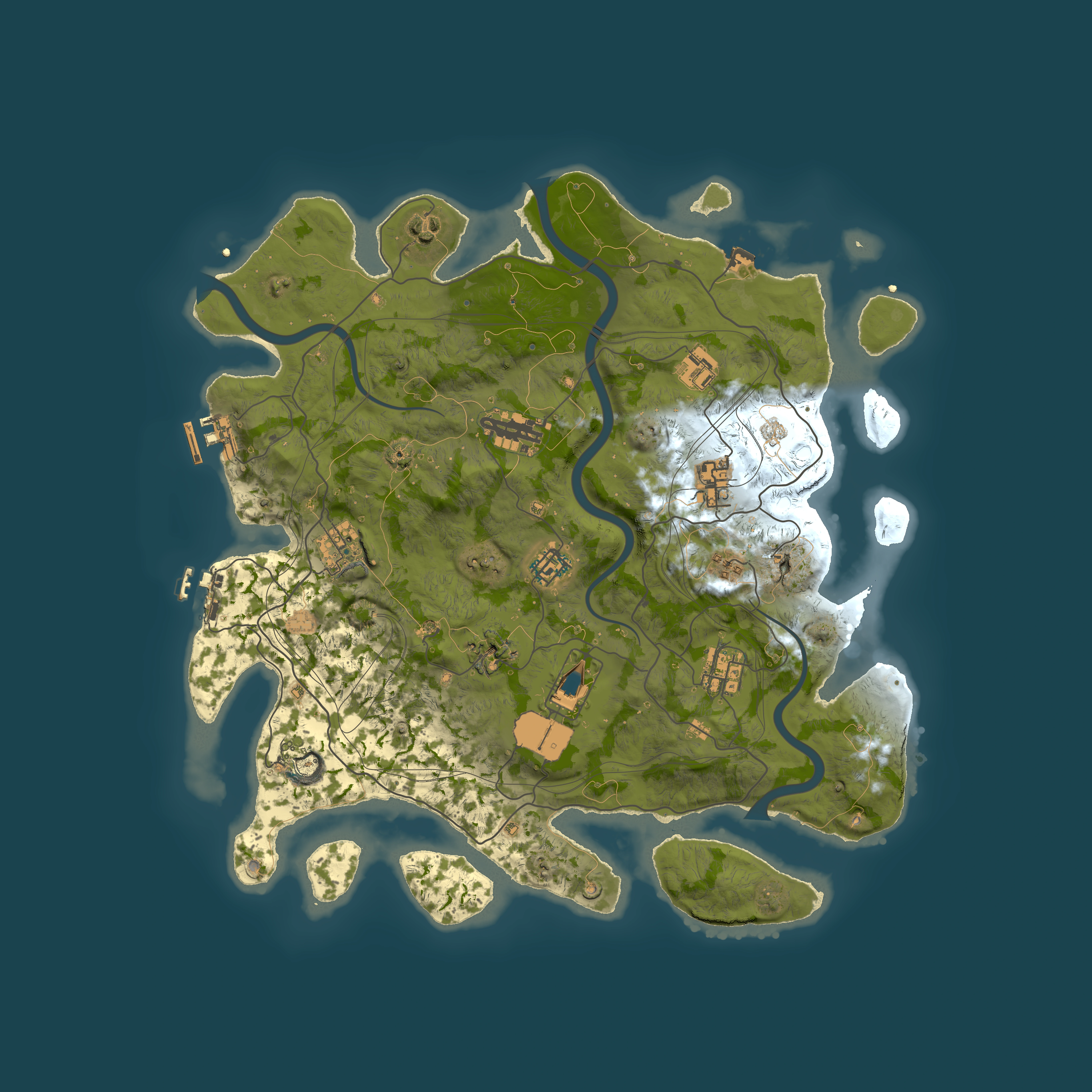 Full top-down render of Rust map seed 1337, 4000x4000m