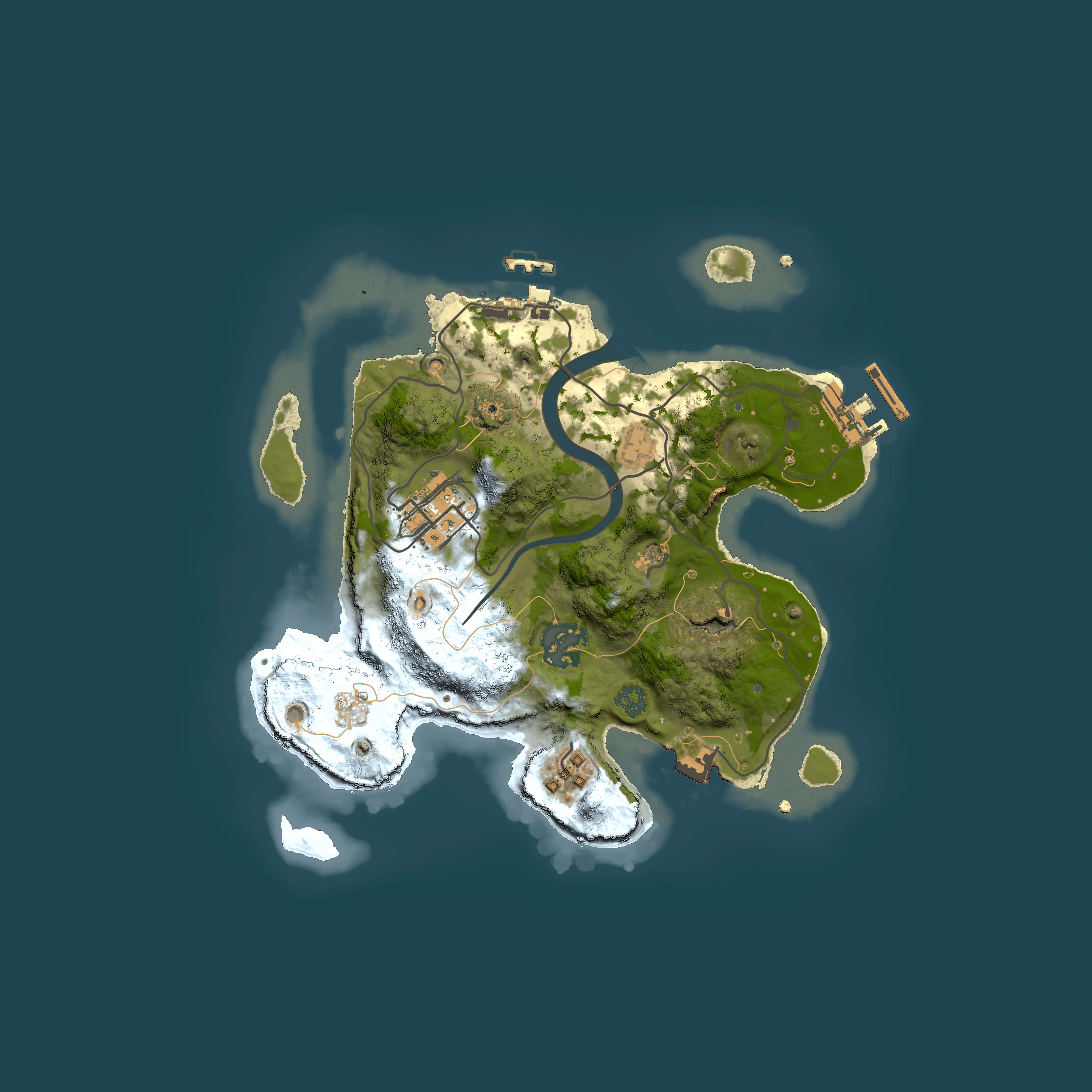 Full top-down render of Rust map seed 890121821, 2500x2500m