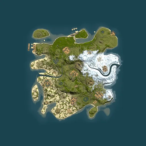 Rust map seed 424242, 3000x3000m top-down preview