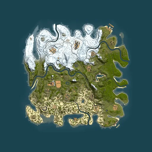 Rust map seed 0, 4250x4250m top-down preview